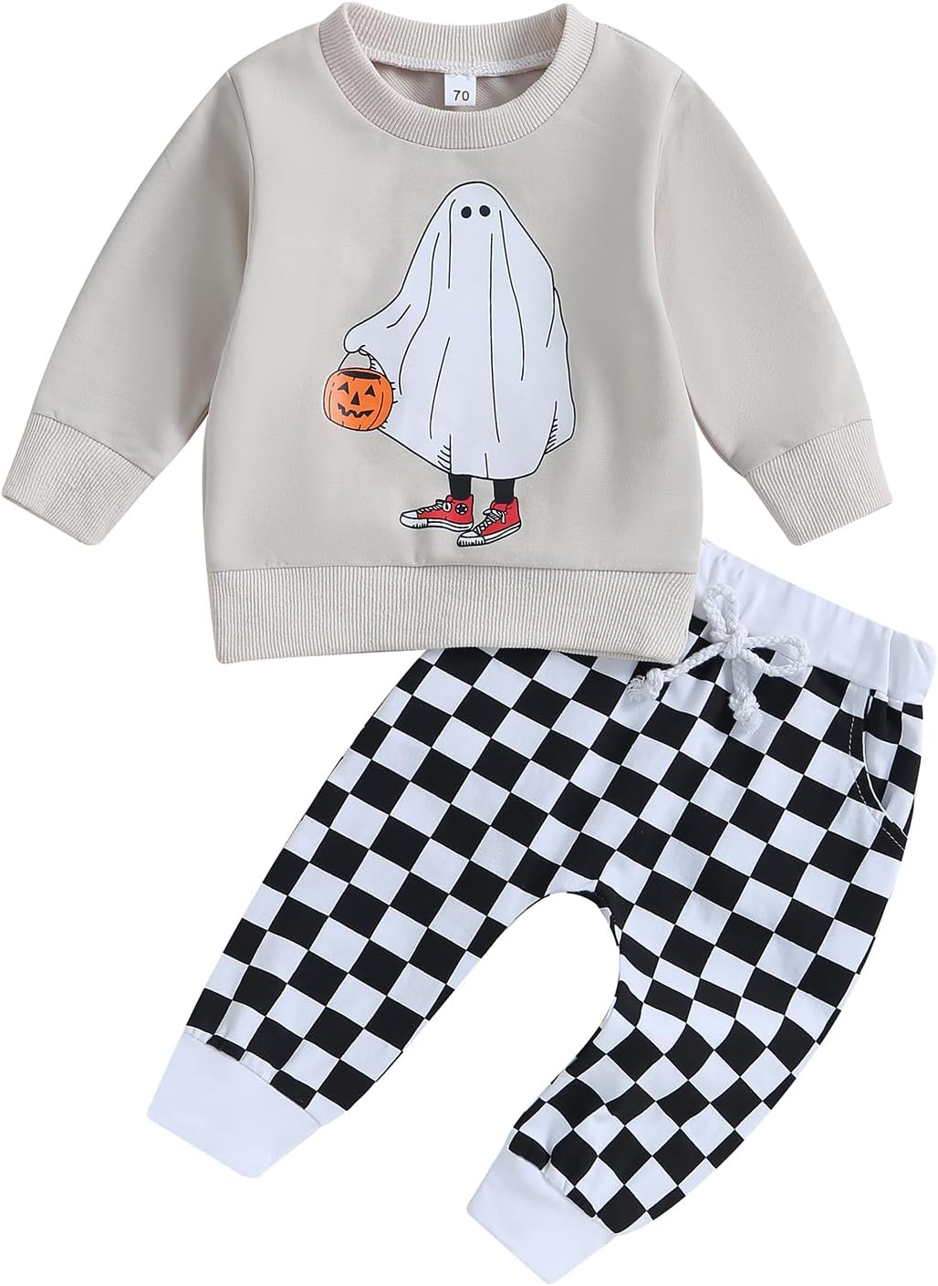 adorable Halloween Toddler Boy Set Free Spirit Pumpkins in Sweats Joggers