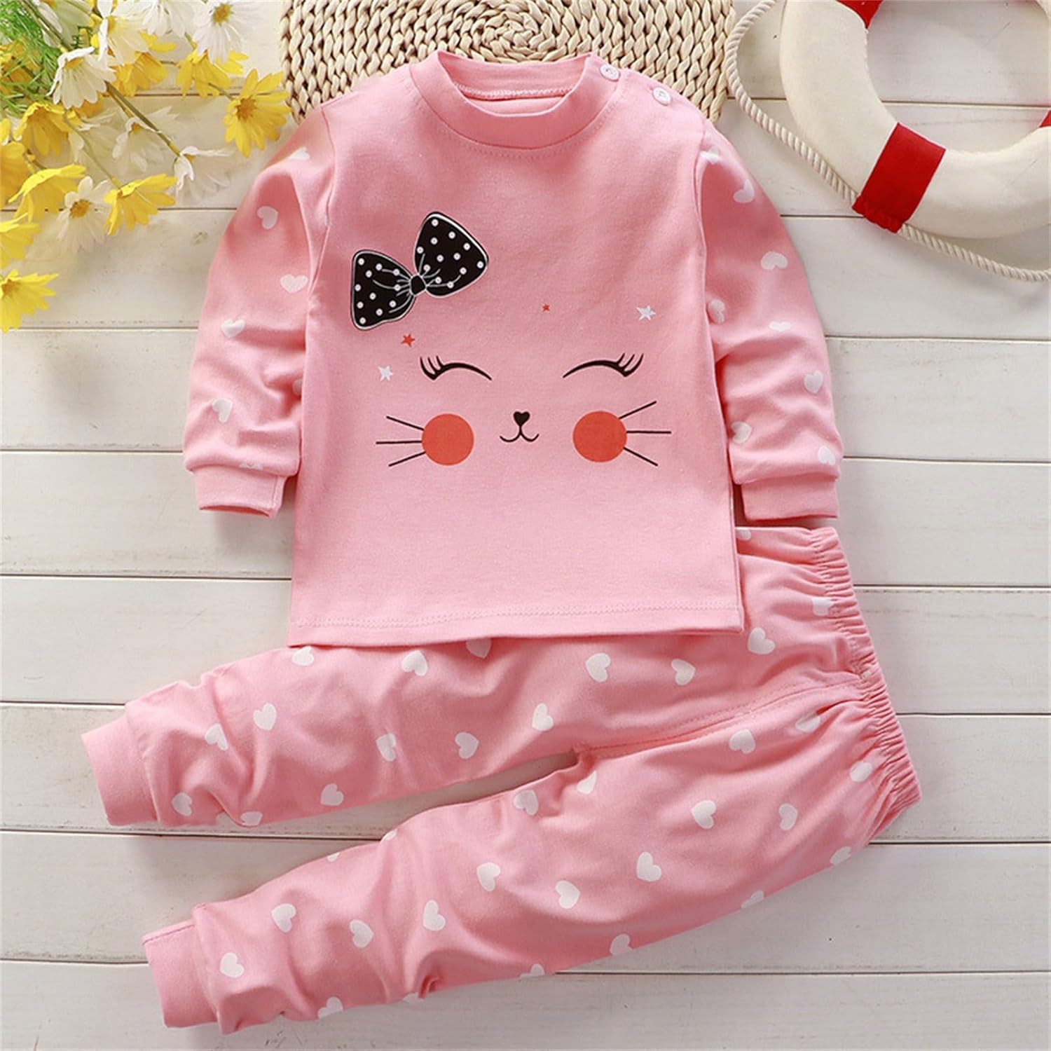 BABY GIRL ANIMAL PRINT OUTFIT SET - LONG SLEEVE TOPS PANTS