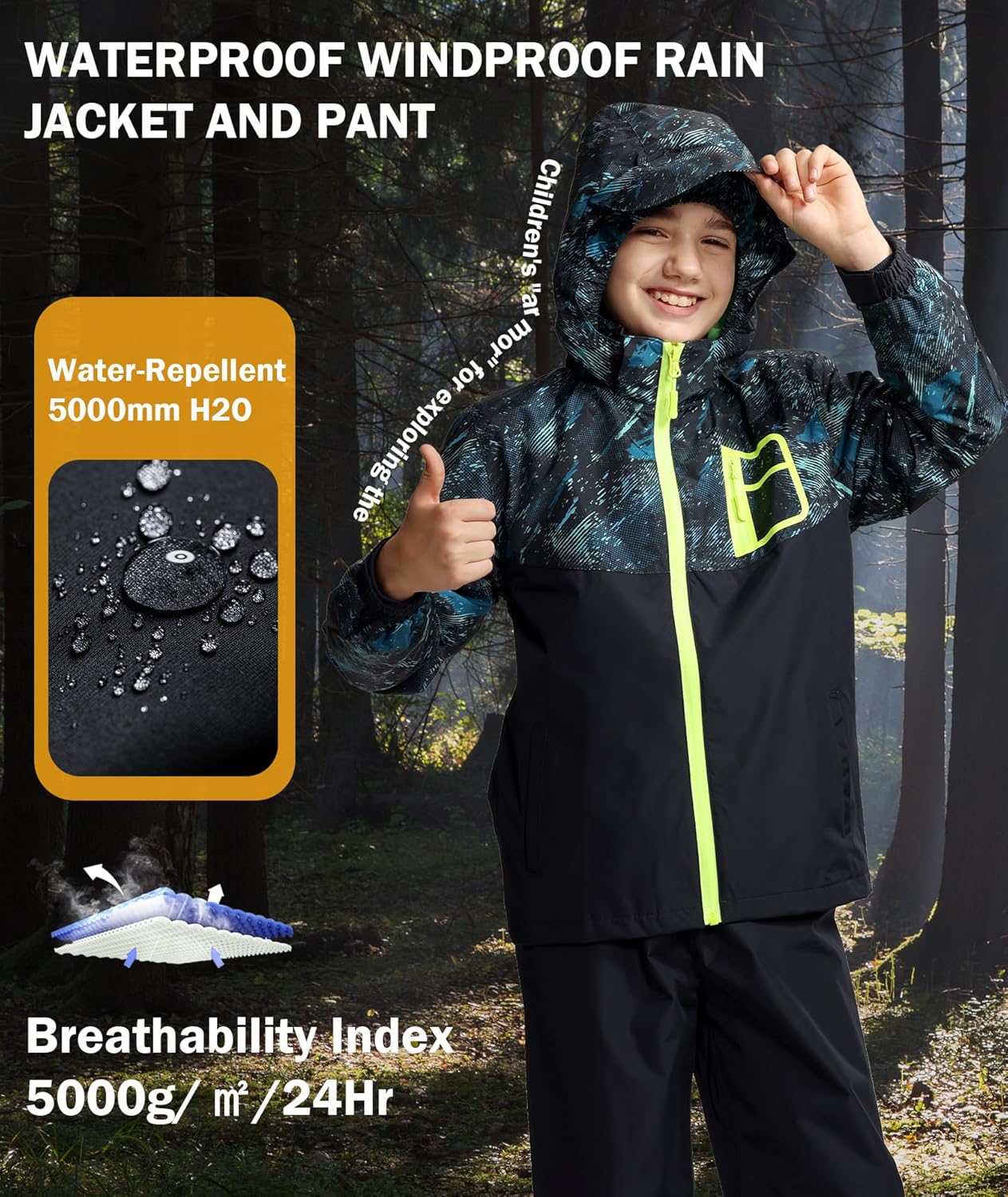 Adorable Kids Rain Coats and Pants Set