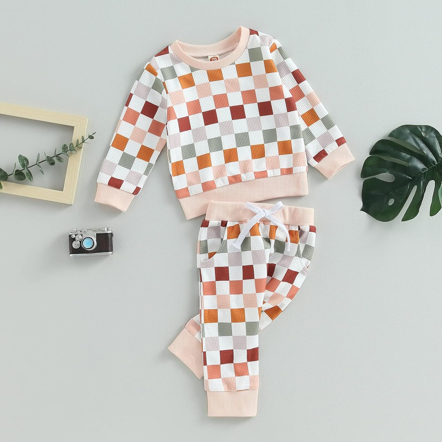 Checkered Toddler Fall Winter Outfit Set