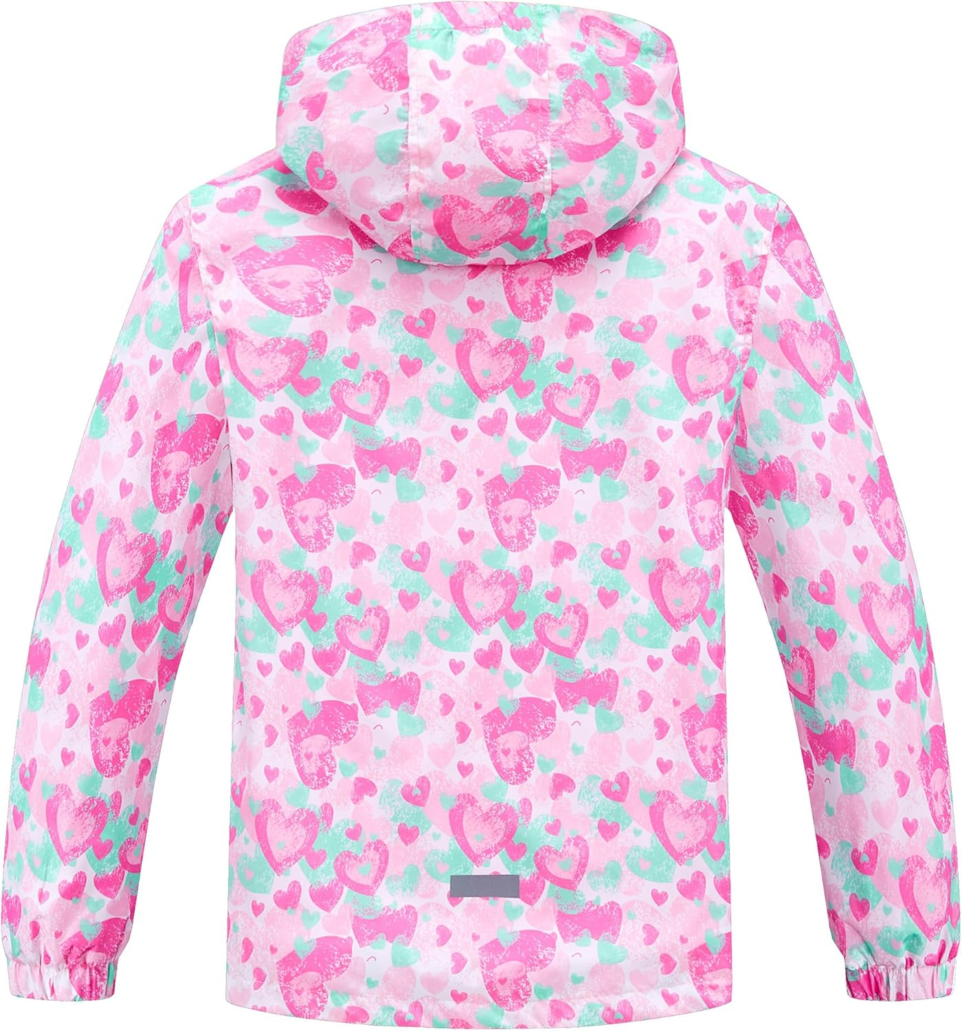 Girls Boys Hooded Windproof Jacket Patterned Fleece Lined