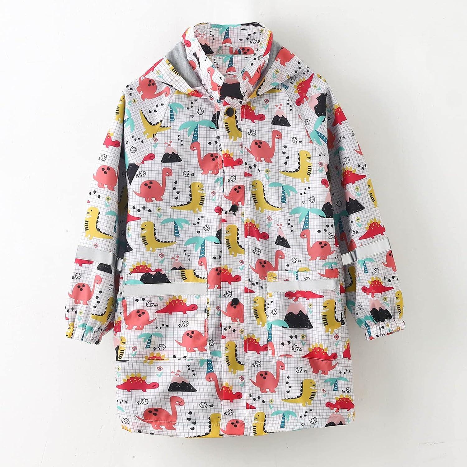 EnJoCho Girls Fall-Proof Water-Resistant Hooded Rain Jacket Cartoon Print