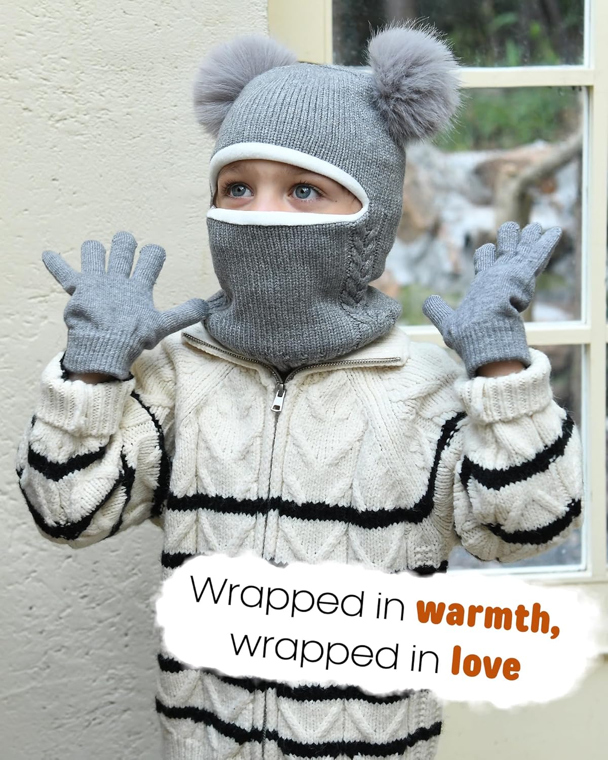 Warm Stretchy Winter Gloves Set for Kids