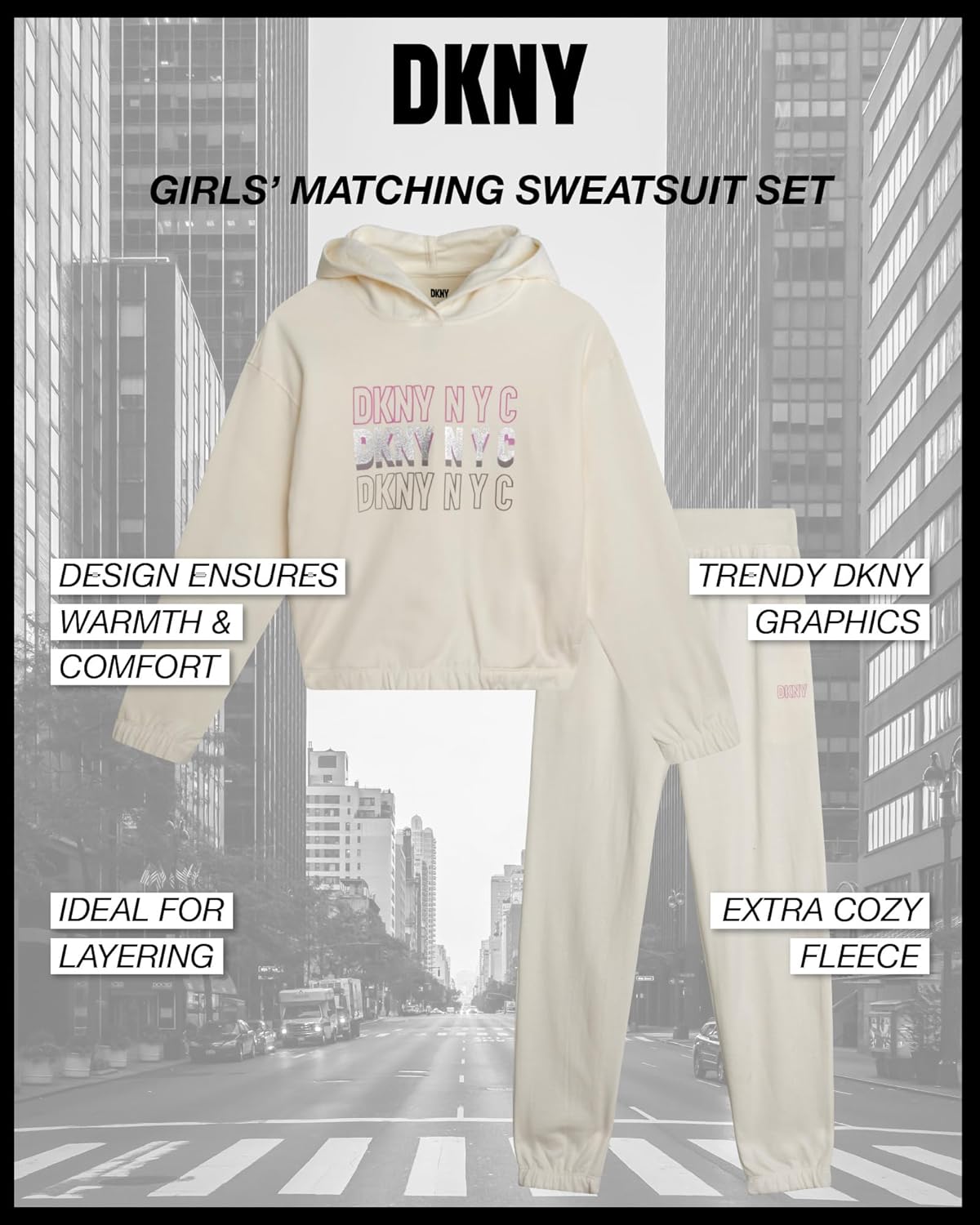 DKNY Girls Fleece Set Cozy Matching