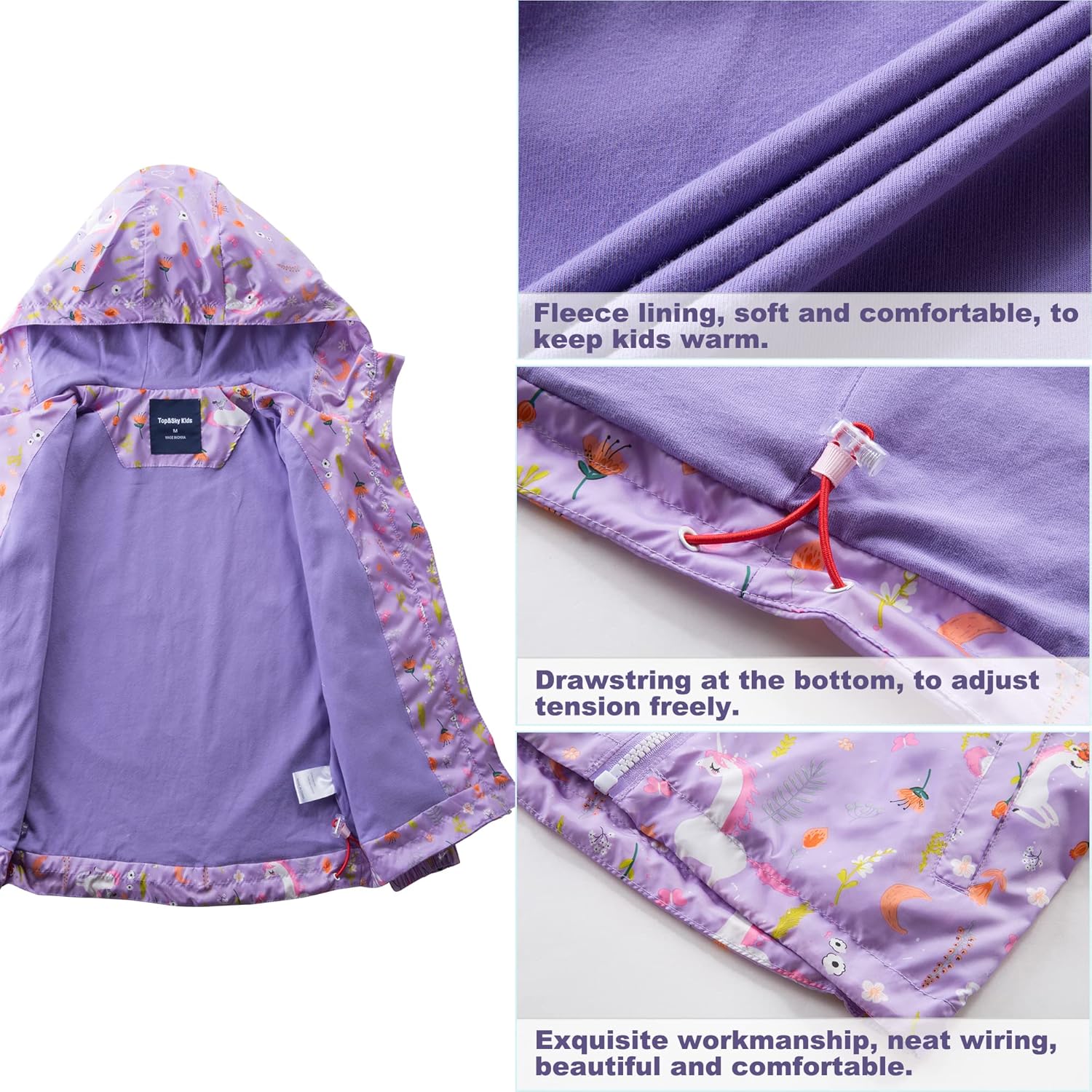 8-9 Year Girls Fewlby Waterproof Rain Jacket Breathable Lightweight kids jackets