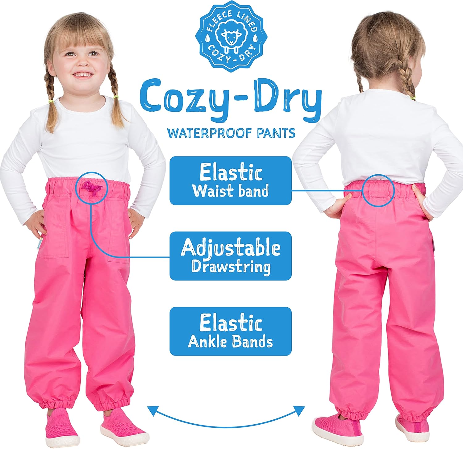 JAN JUL Kids Cozy Dry Water-Proof Rain Snow Pants D