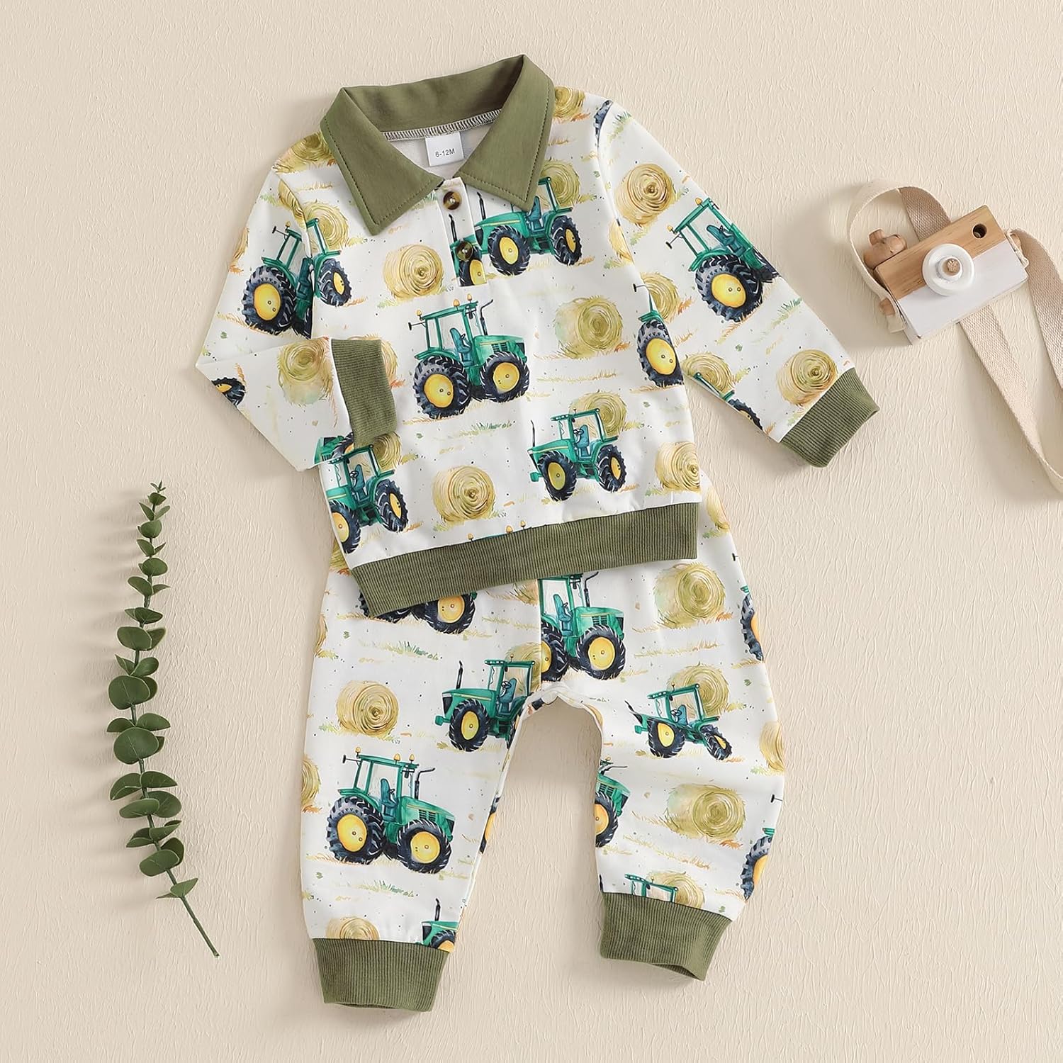 Toddlers Boys Tractor Print Pants Set