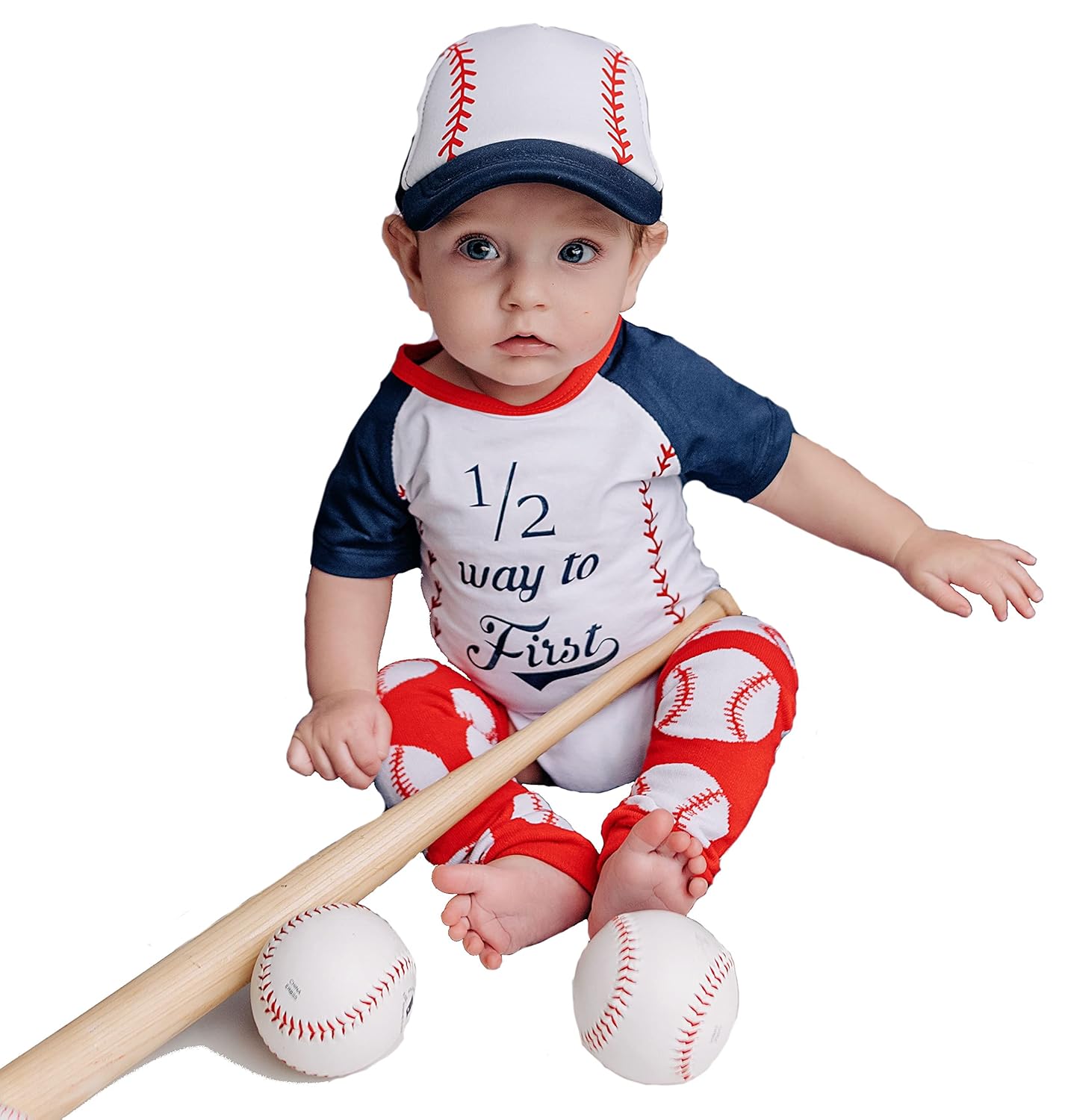Handmade 6-Month Baseball Halfway Outfit