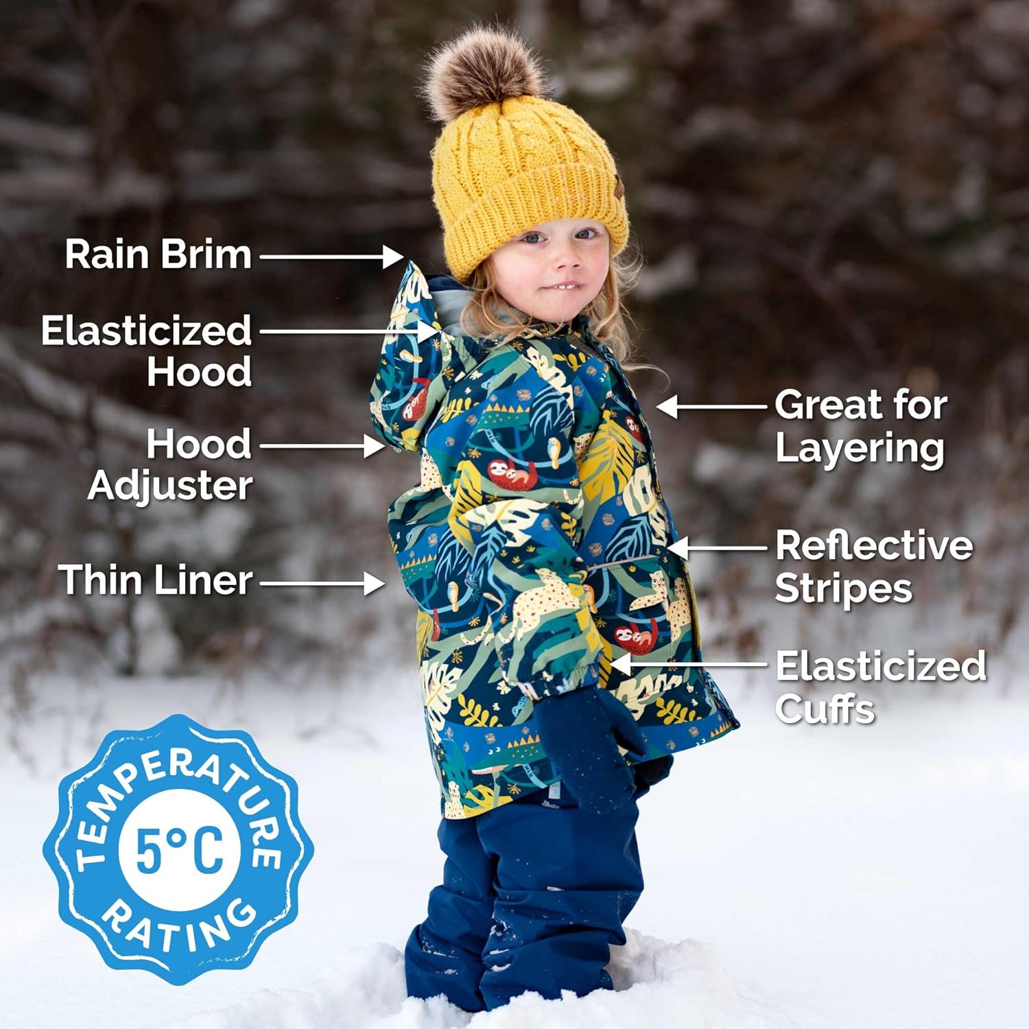 JAN JUL Sturdy Waterproof Rain Jacket for Kids