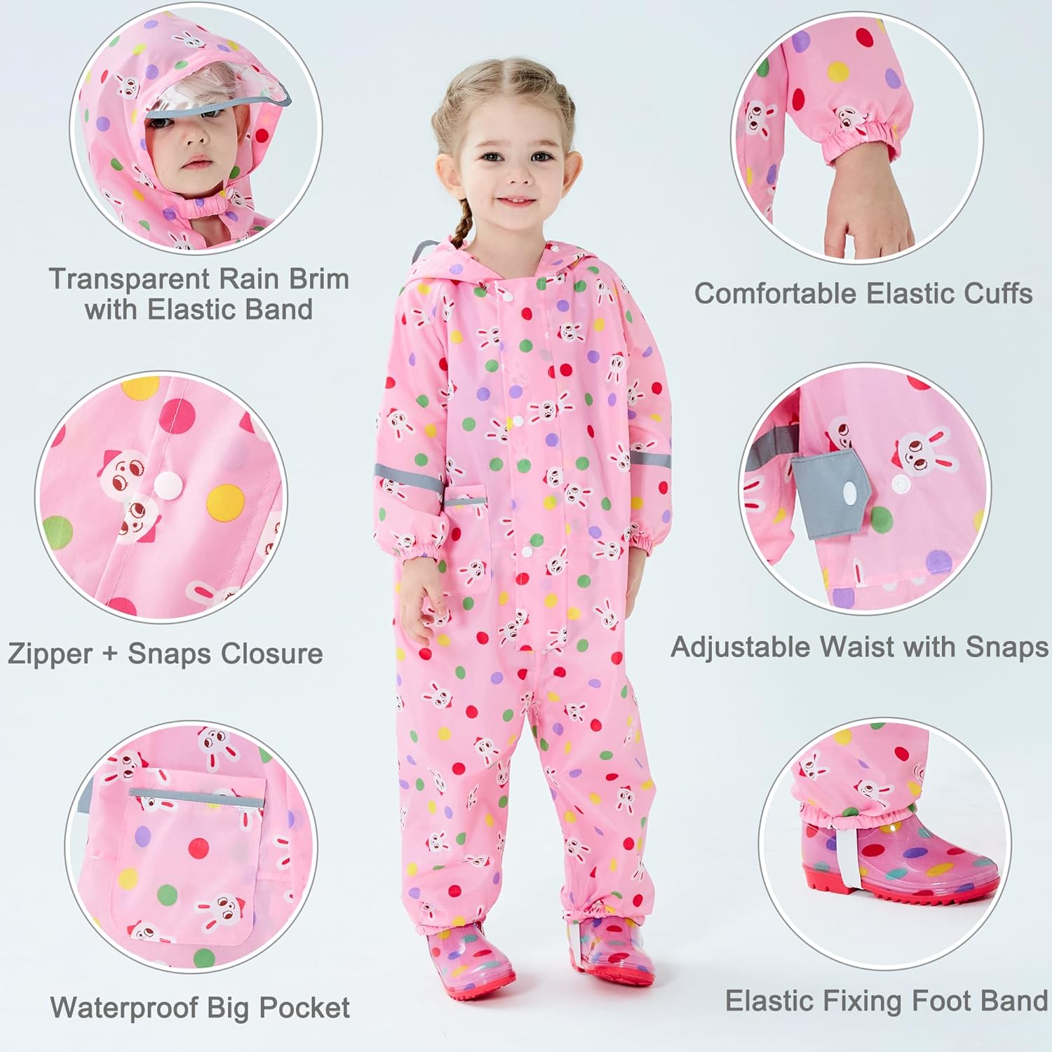 Fewlby Toddler Rain Jacket Coverall