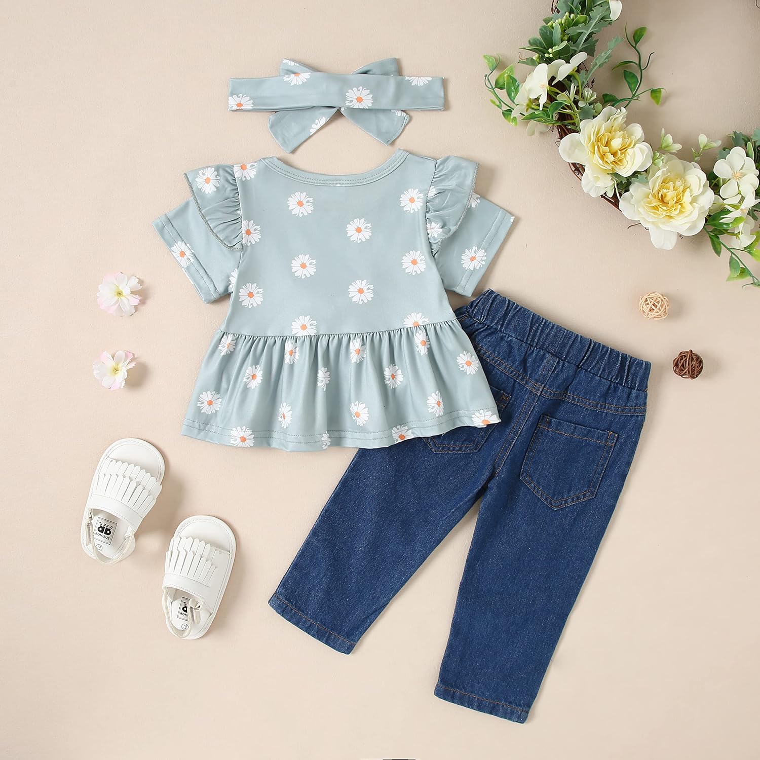 Floral Ruffle Girls Outfit