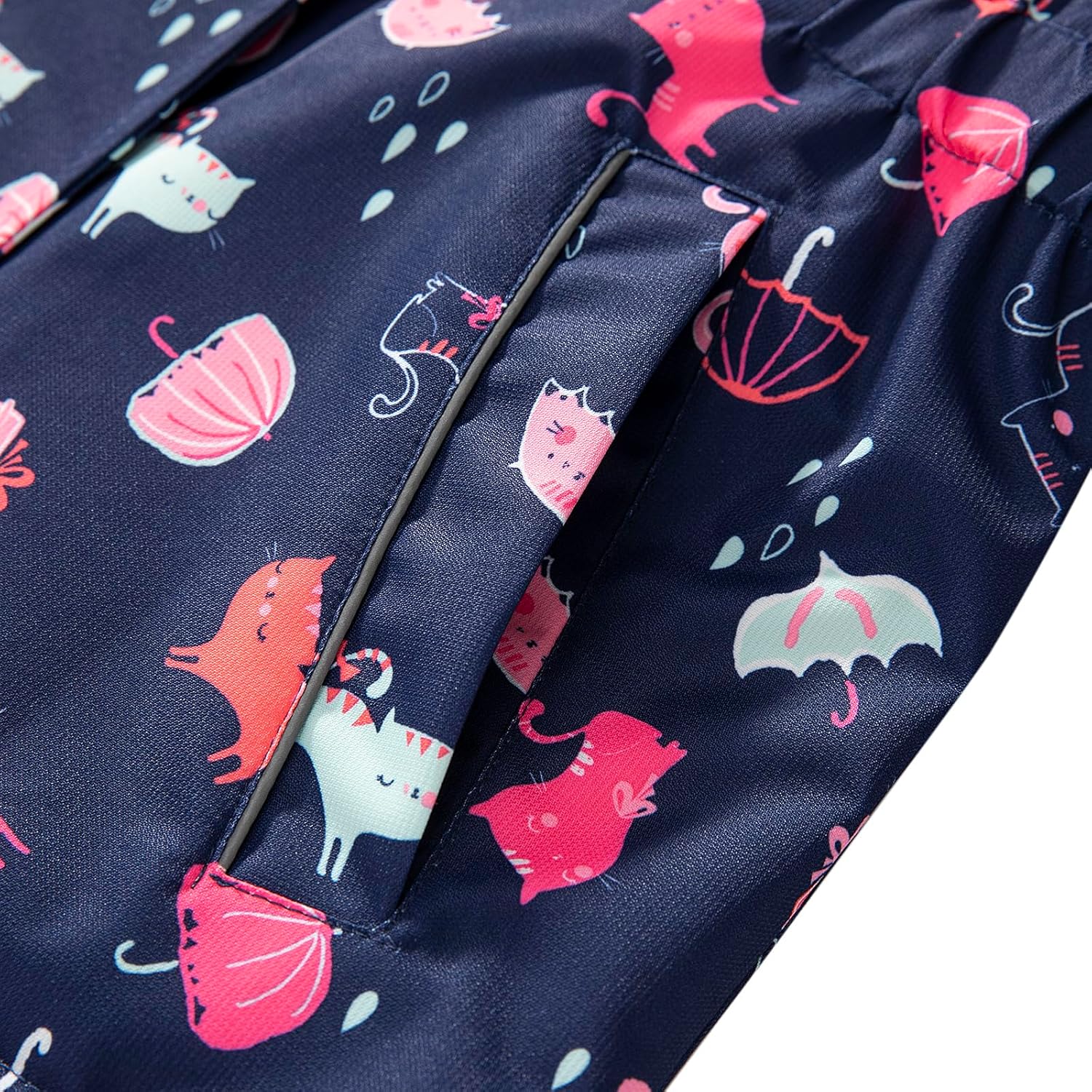 Girls Safe Rain Jacket with Reflective Strip