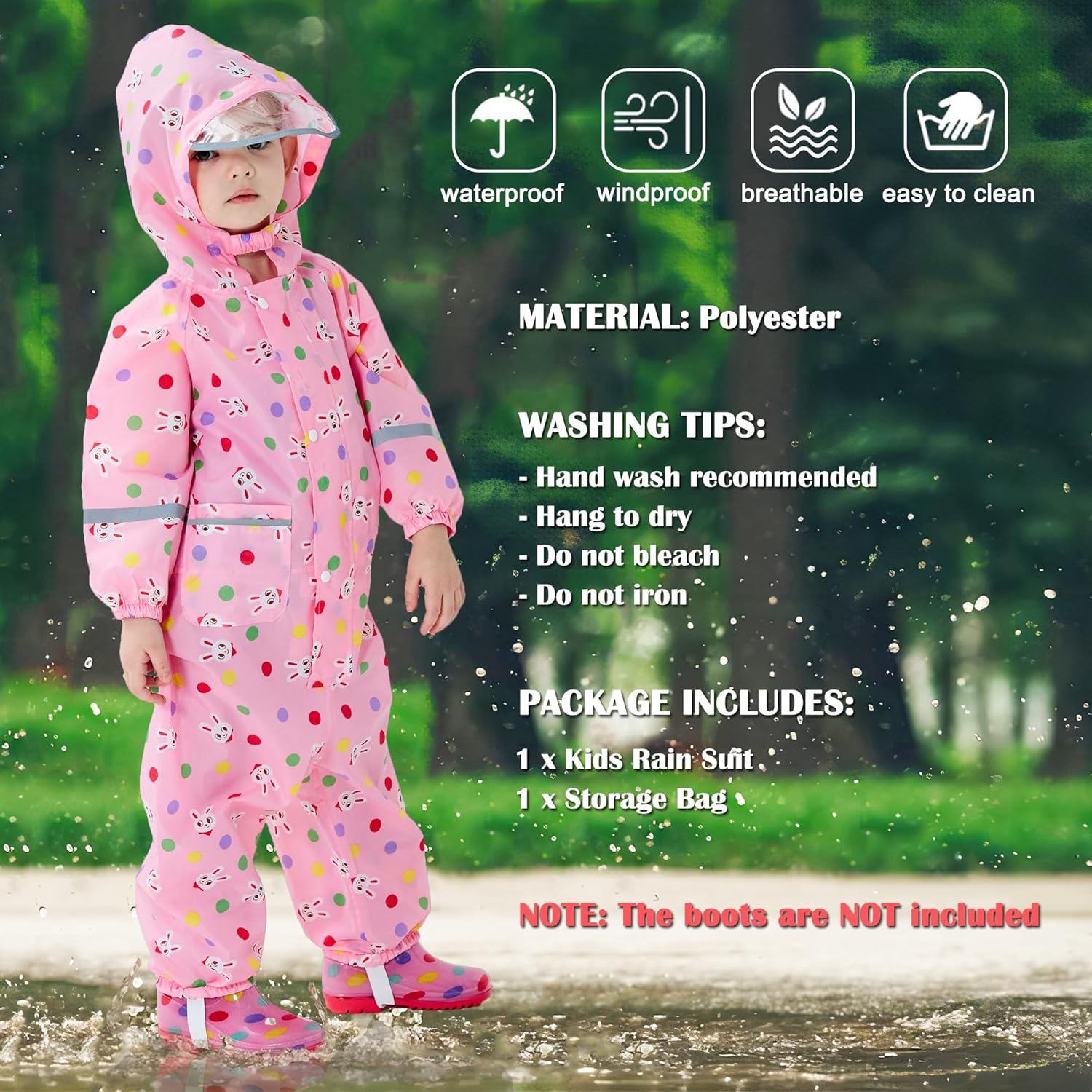 Fewlby Toddler Rain Jacket Coverall