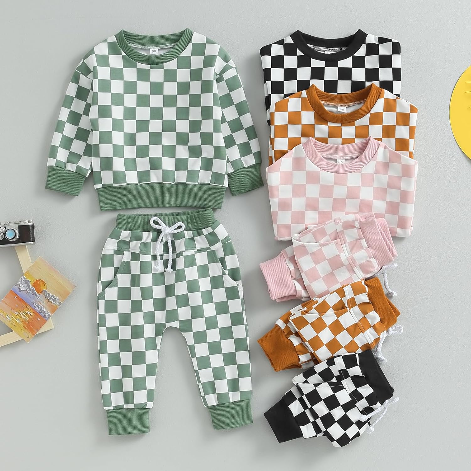 Checkerboard Pattern Perfect WinterFall Outfit for Infant Toddler