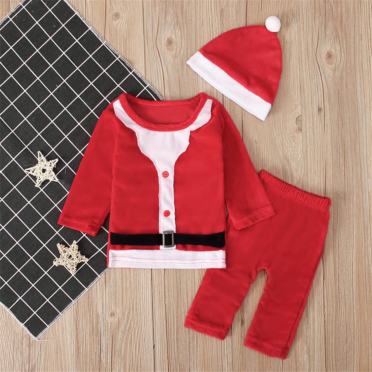 childrens Christmas Outfit Santa Claus Santa hat and Santa T-shirt Santa Pantsriage