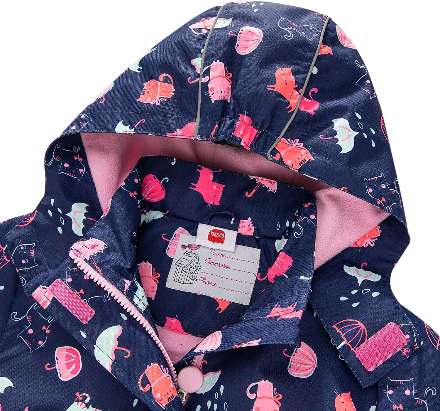 Girls Safe Rain Jacket with Reflective Strip