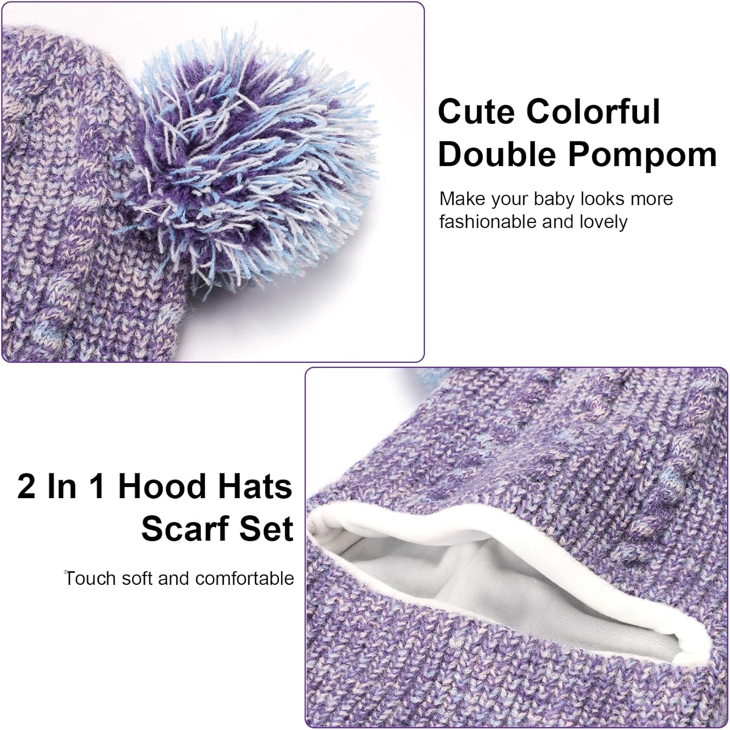 Adorable 2-in-1 Winter Hat Scarf Set for Kids