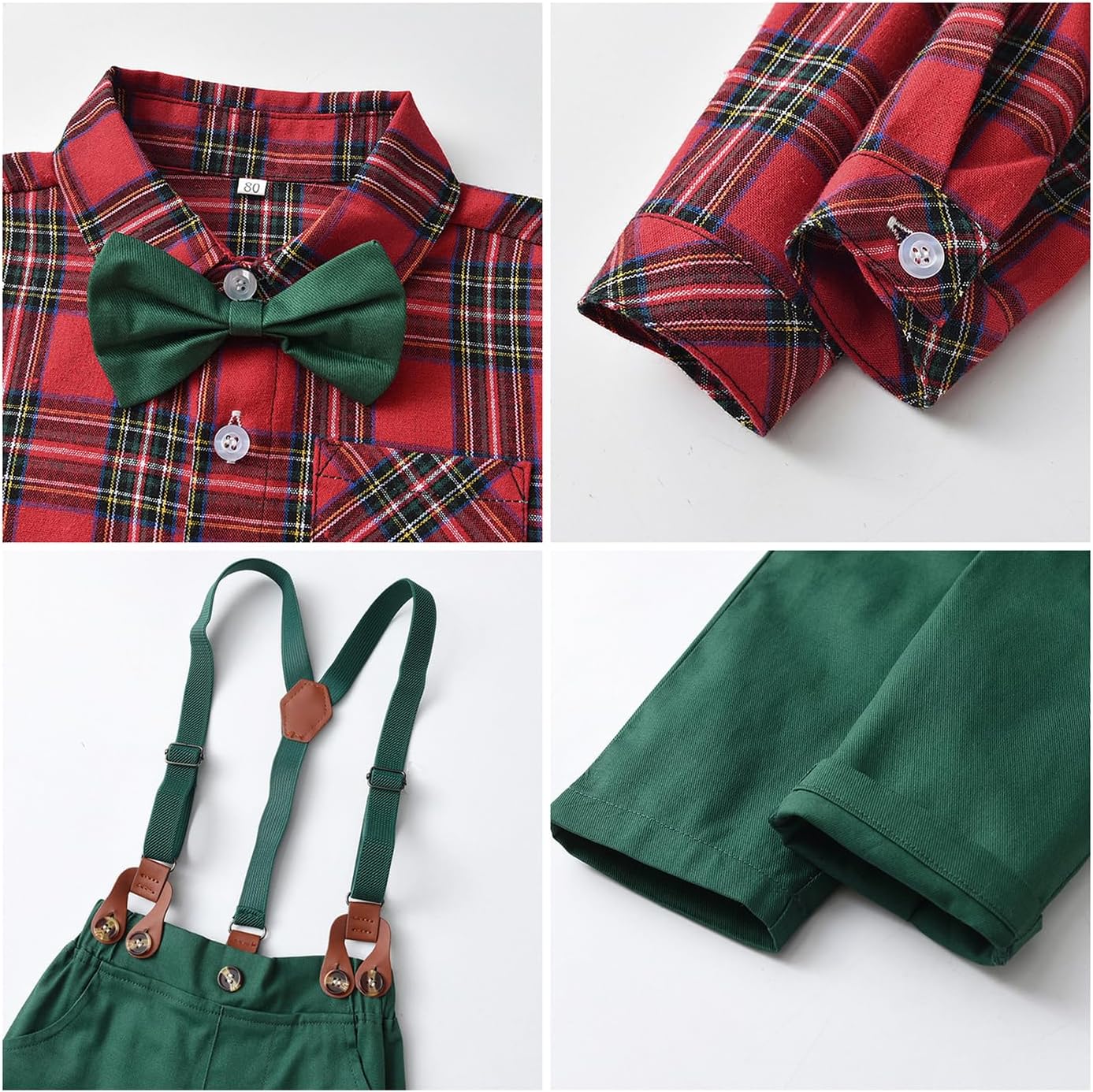 Christmas Baby Plaid Outfit Set