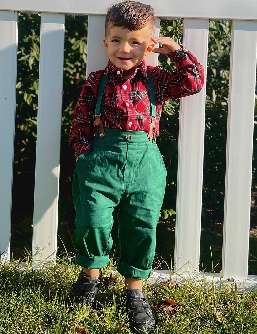 Christmas Baby Plaid Outfit Set