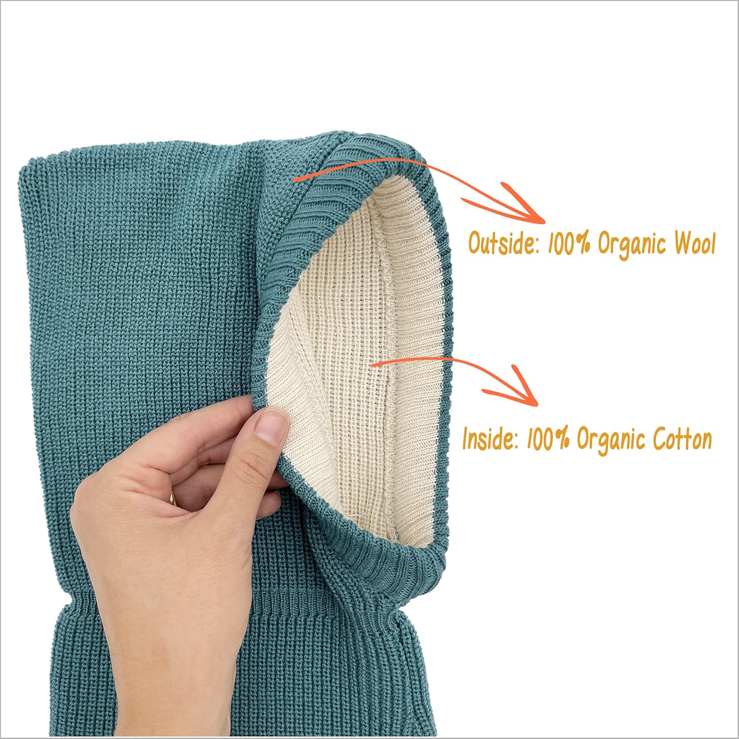 Organic Merino Wool Winter Balaclava with Gaiter Warmer Toddler Size