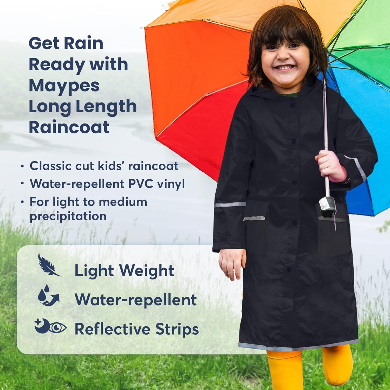 MaypesKids Water-Proof Rain Jacket Stay Safe Dry
