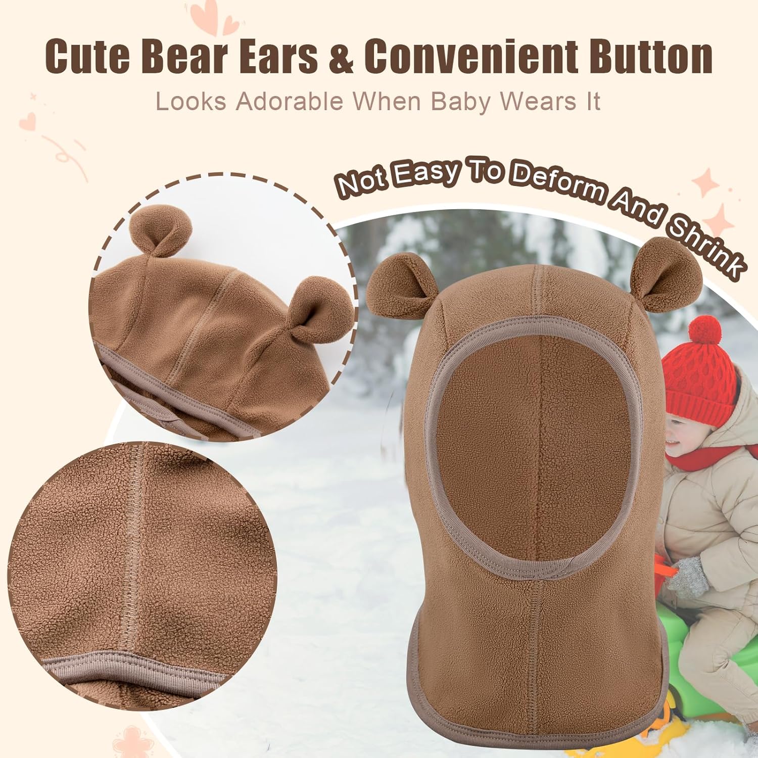Winter Toddler Hat with Bear Design
