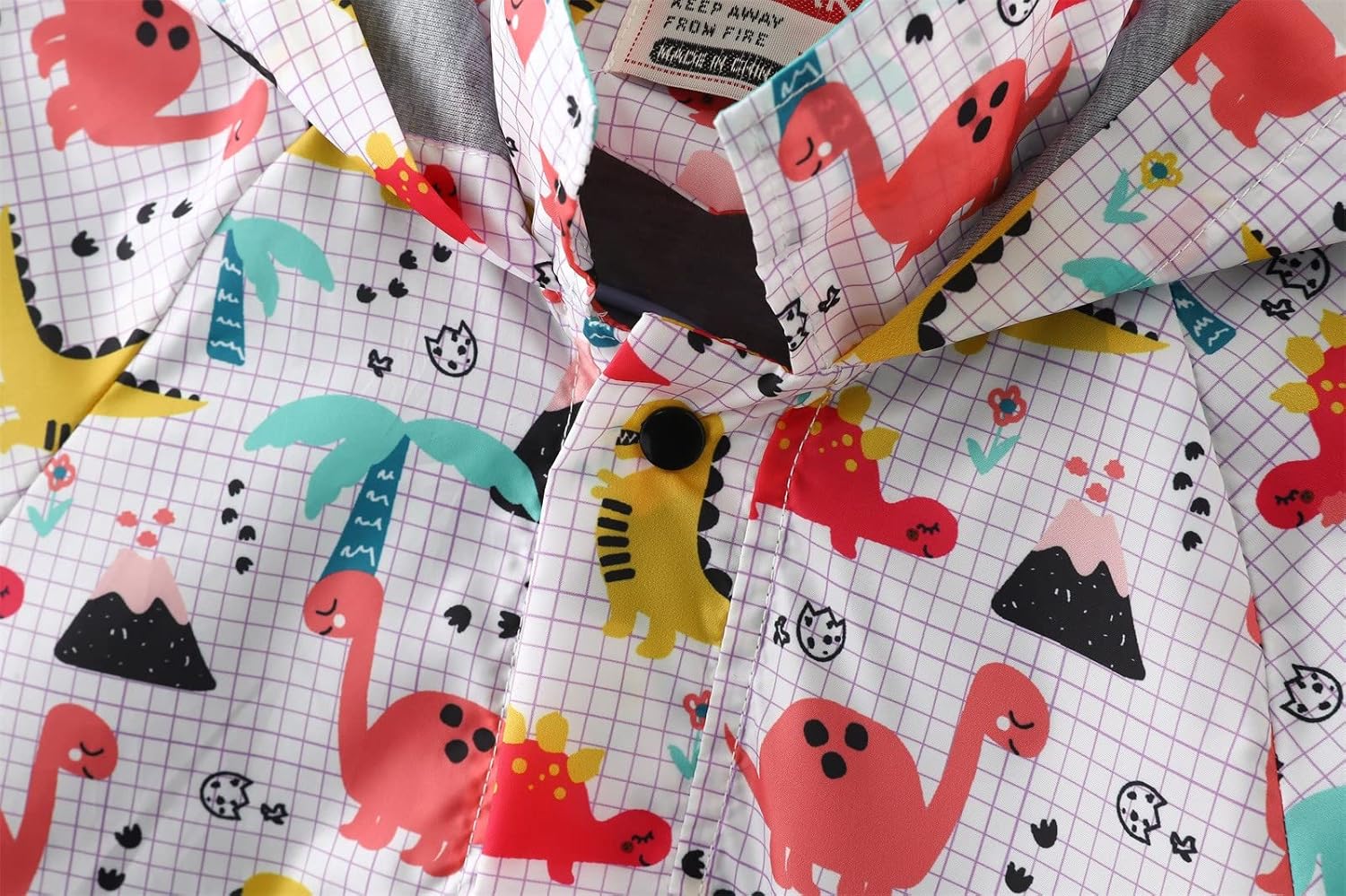 EnJoCho Girls Fall-Proof Water-Resistant Hooded Rain Jacket Cartoon Print