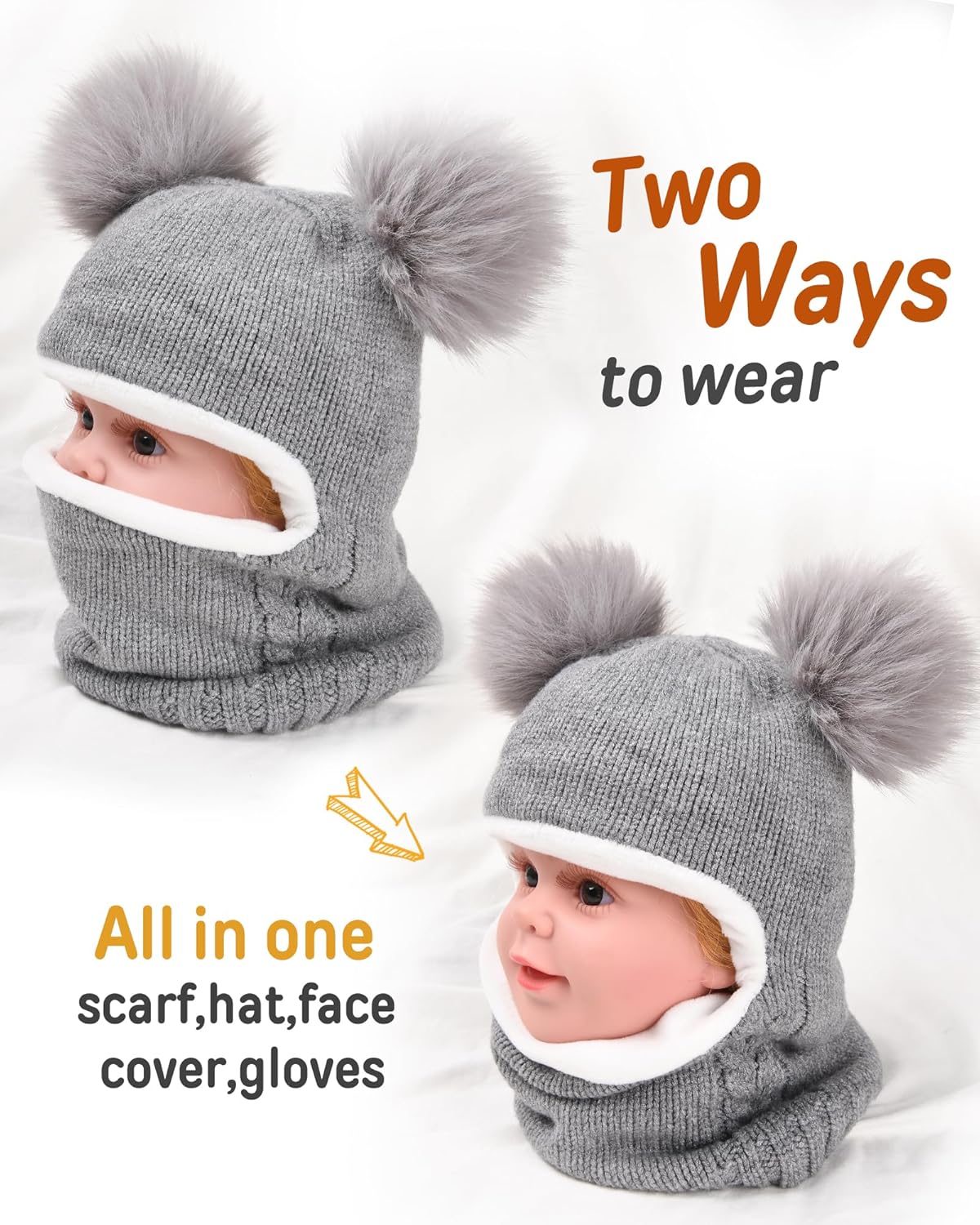 Warm Stretchy Winter Gloves Set for Kids