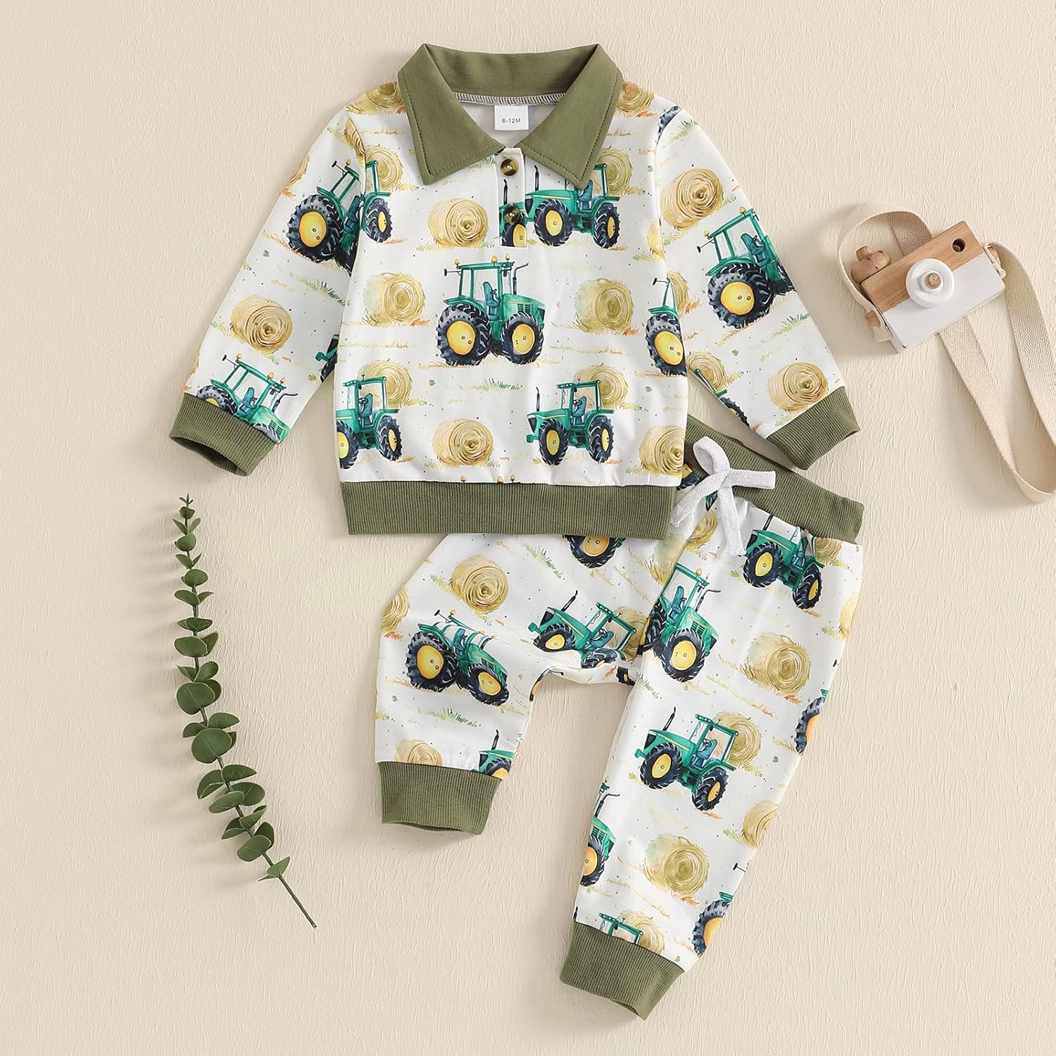 Toddlers Boys Tractor Print Pants Set