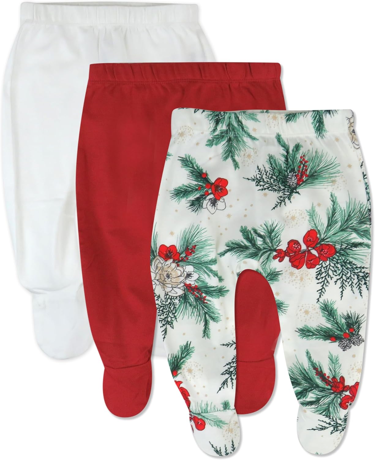 HonestBaby 3-Pack Organic Cotton Footed Pants for Baby