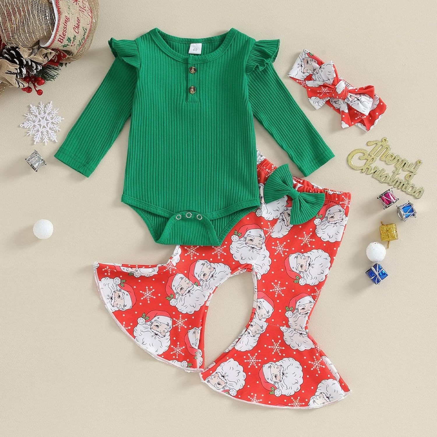 Baby Christmas Romper Suit AllureStyle Christmas Outfit for Girls