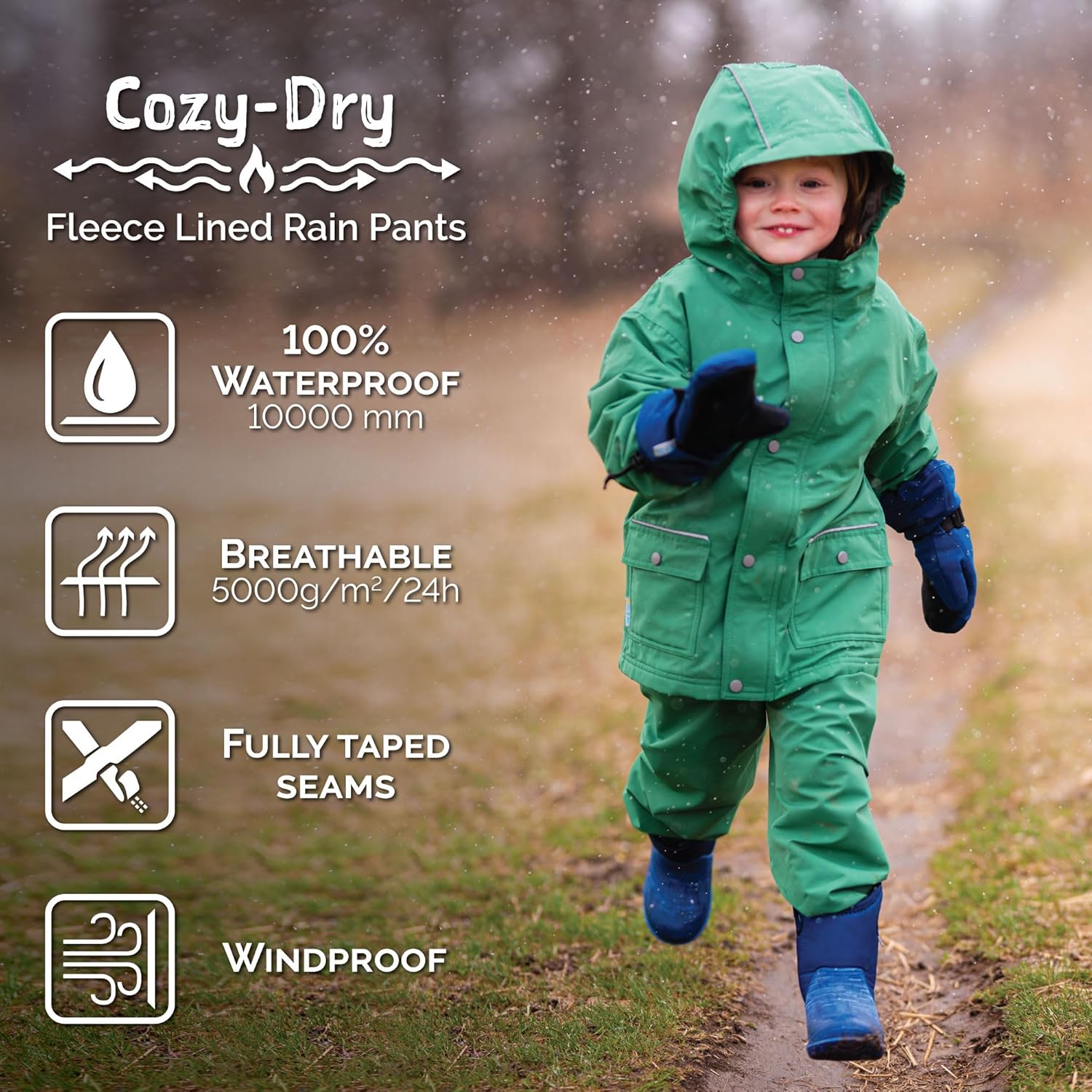 JAN JUL Kids Cozy Dry Water-Proof Rain Snow Pants D