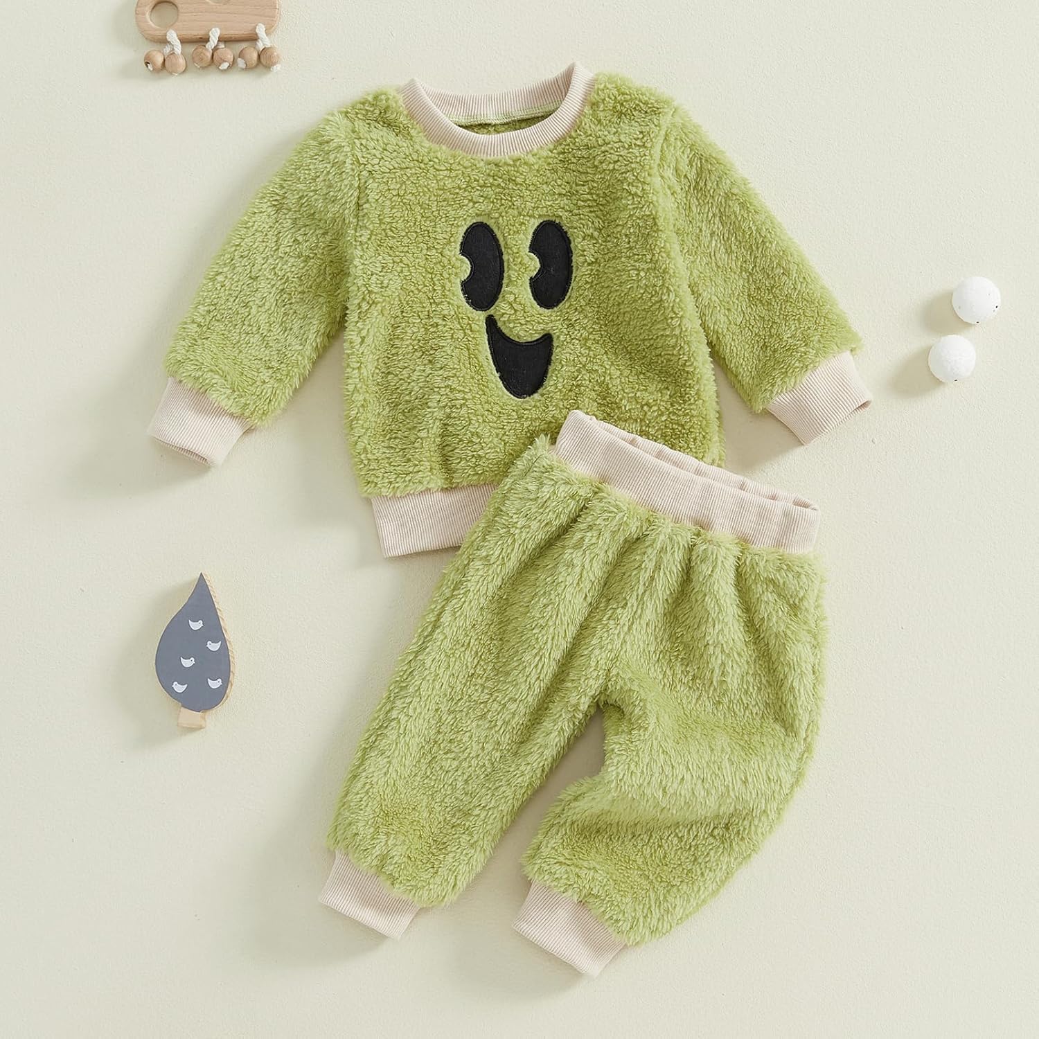 Baby Boy Winter Outfit Set - Soft Warm Fleece Face Print