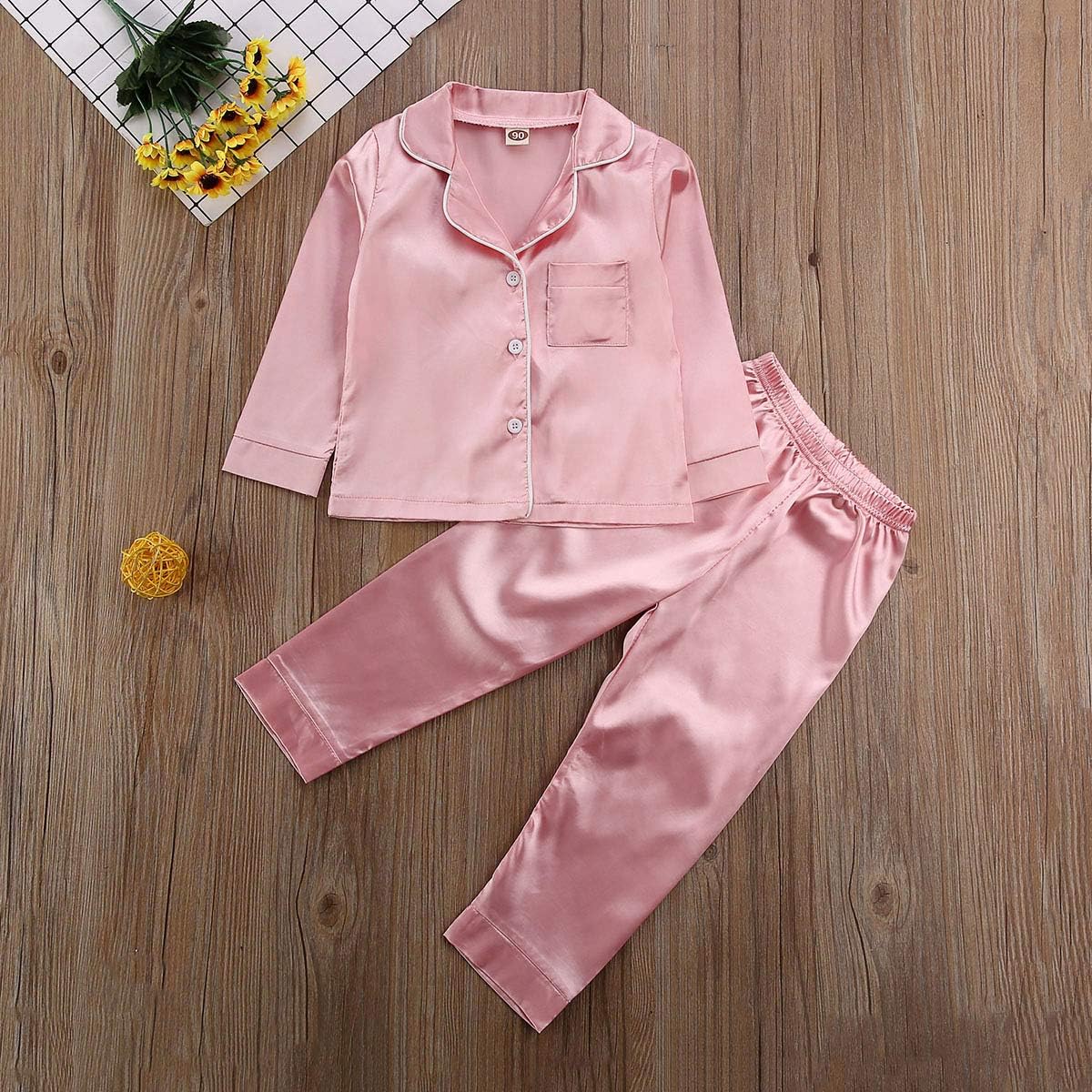 TiendaDeLage Toddler Girls Satin Silk Pajama Set