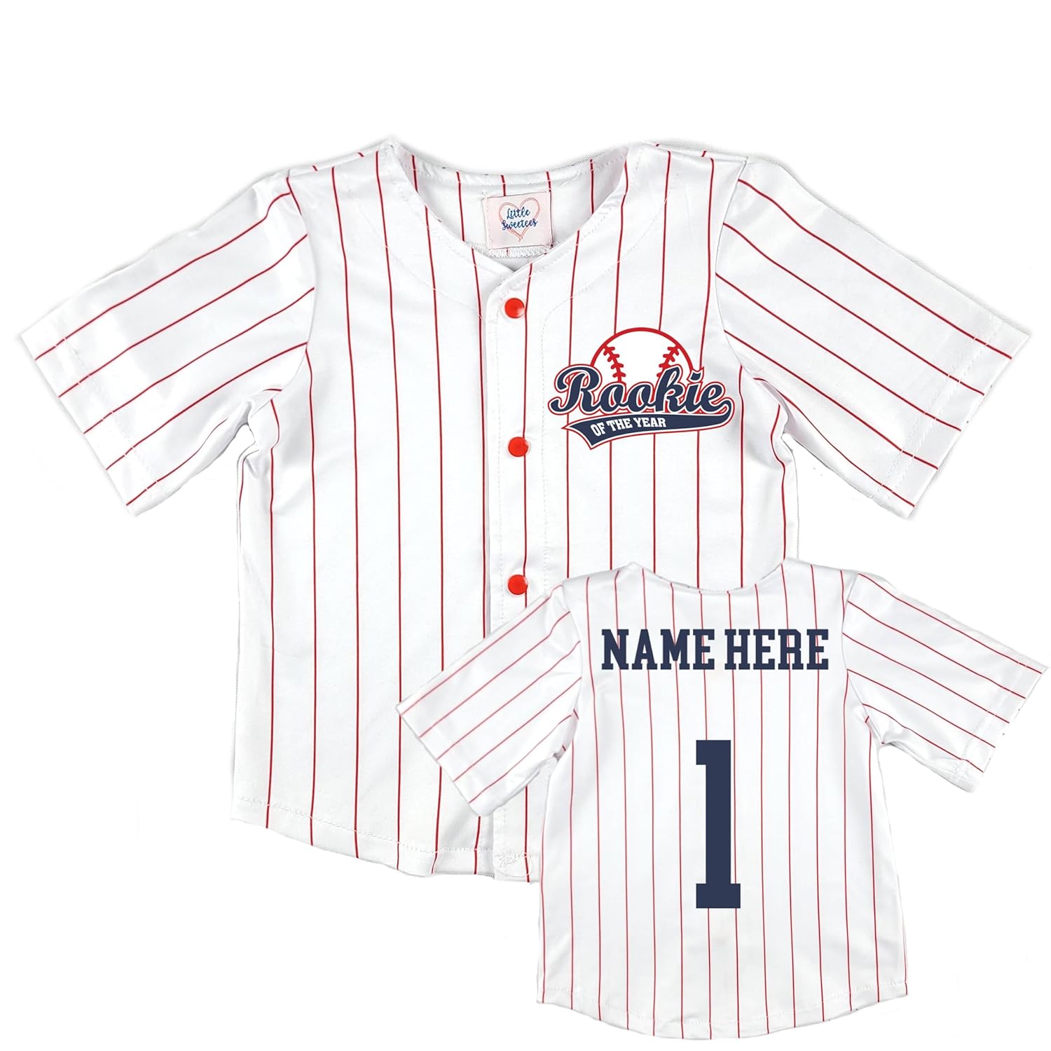 Personalized First Birthday Baseball Set Red Pinstriped Outfit