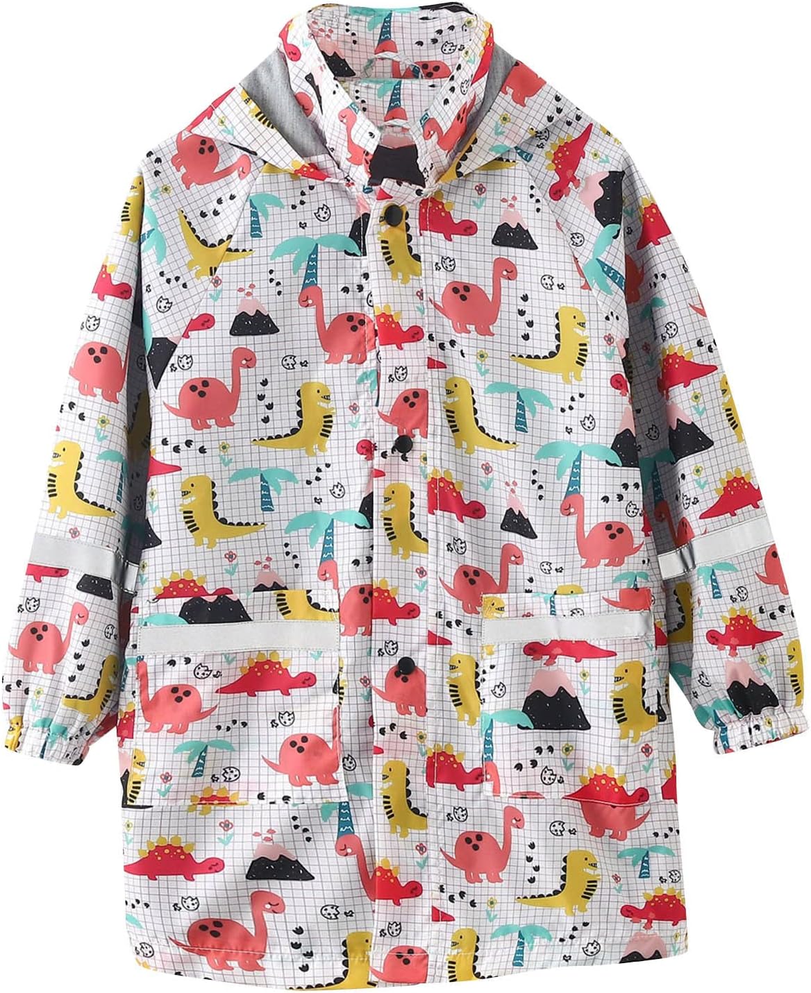 EnJoCho Girls Fall-Proof Water-Resistant Hooded Rain Jacket Cartoon Print