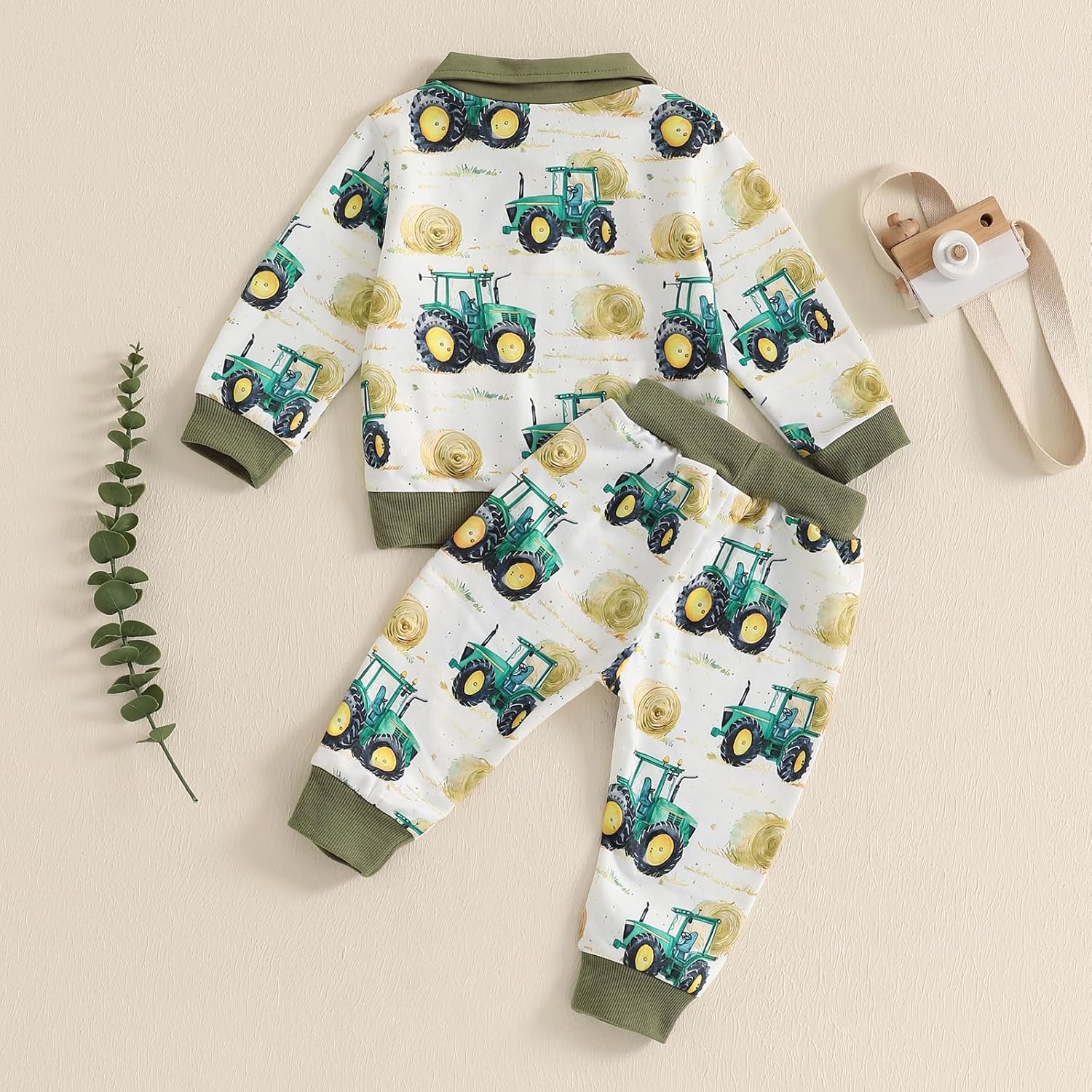 Toddlers Boys Tractor Print Pants Set