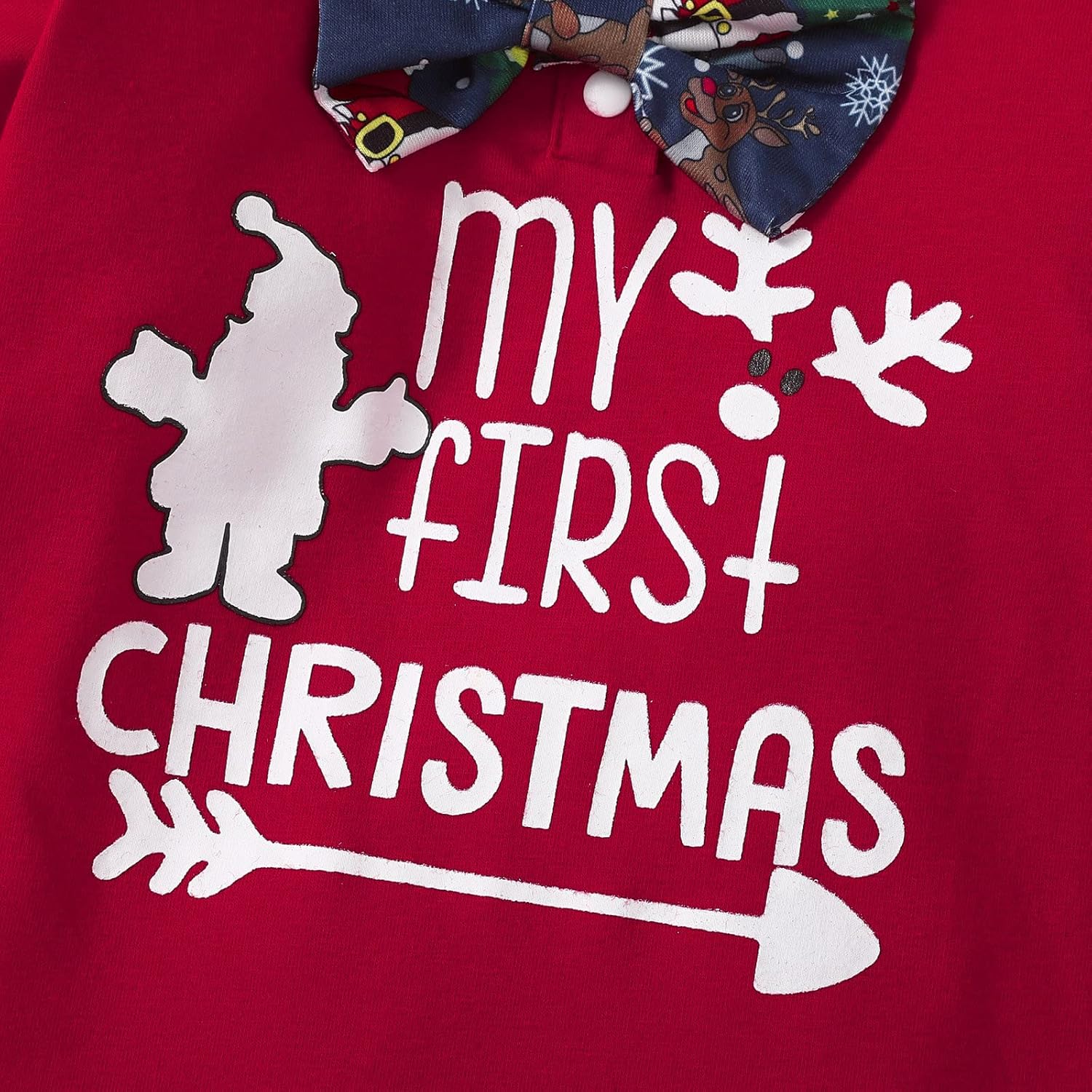 Qfajcp Christmas Baby Outfit Set - Boys Girls - Romper Pants Hat Bow Knot Outfit