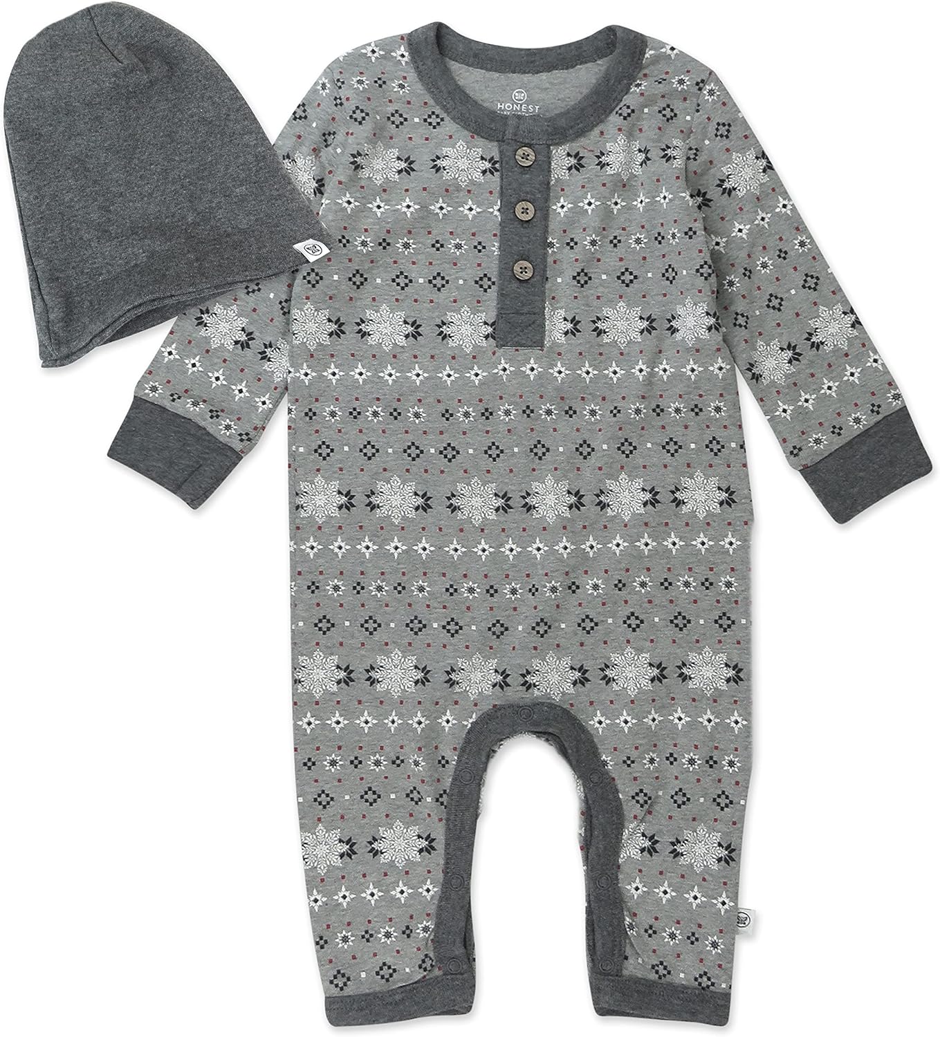 HonestBaby Unisex Baby Coverall Beanie Set