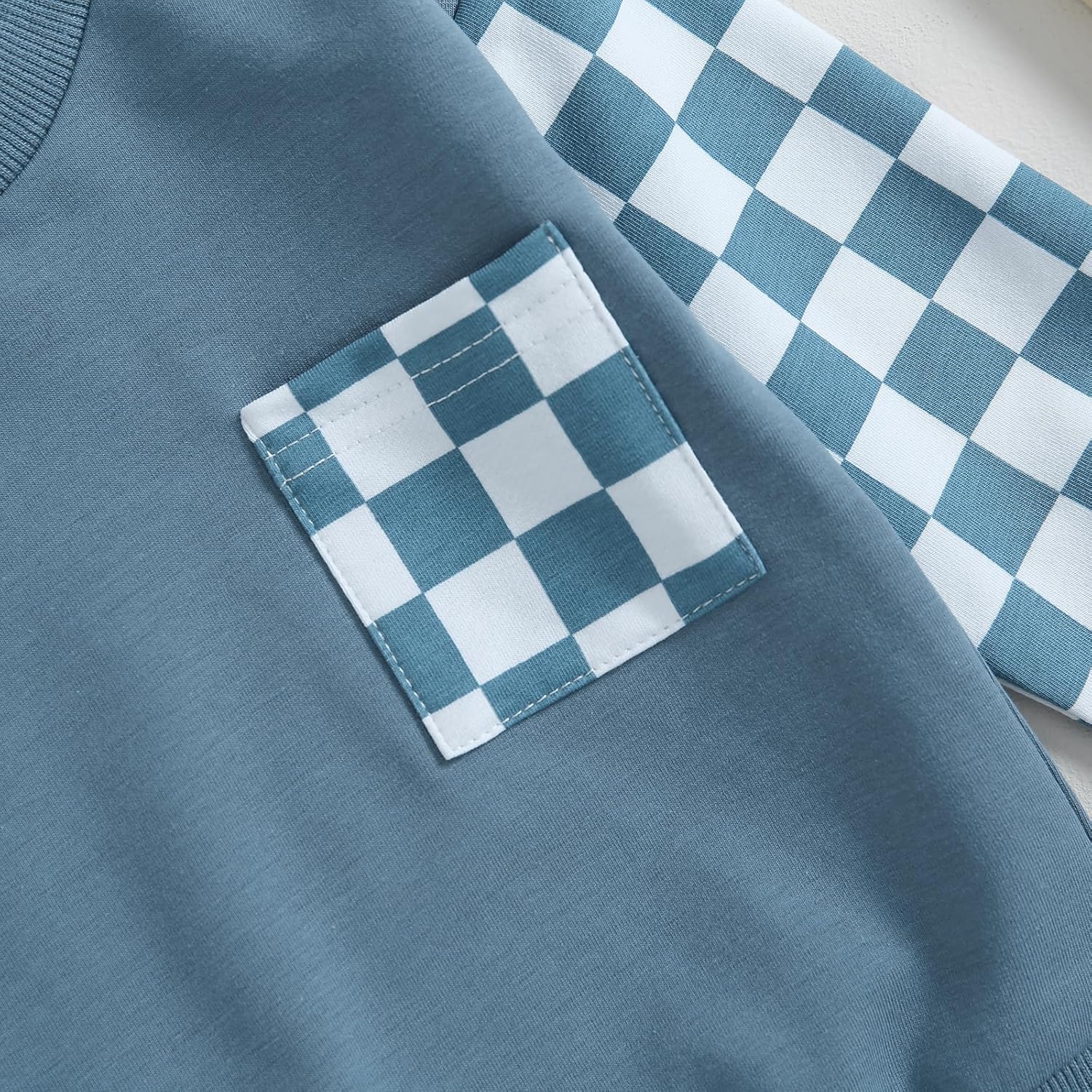 GuliriFei Toddler Boy Girl Checkers Sweater Joggers Set