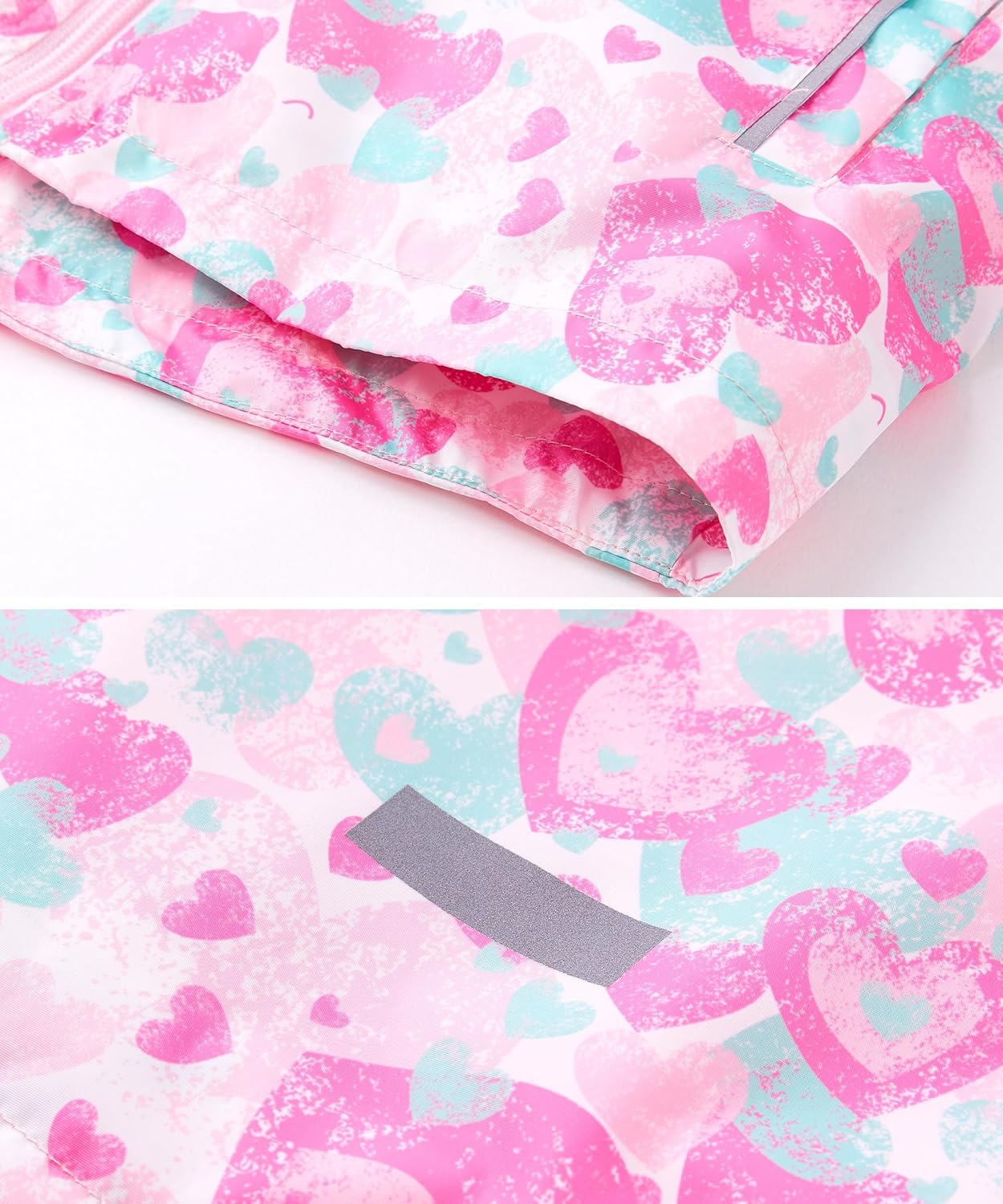 Girls Boys Hooded Windproof Jacket Patterned Fleece Lined