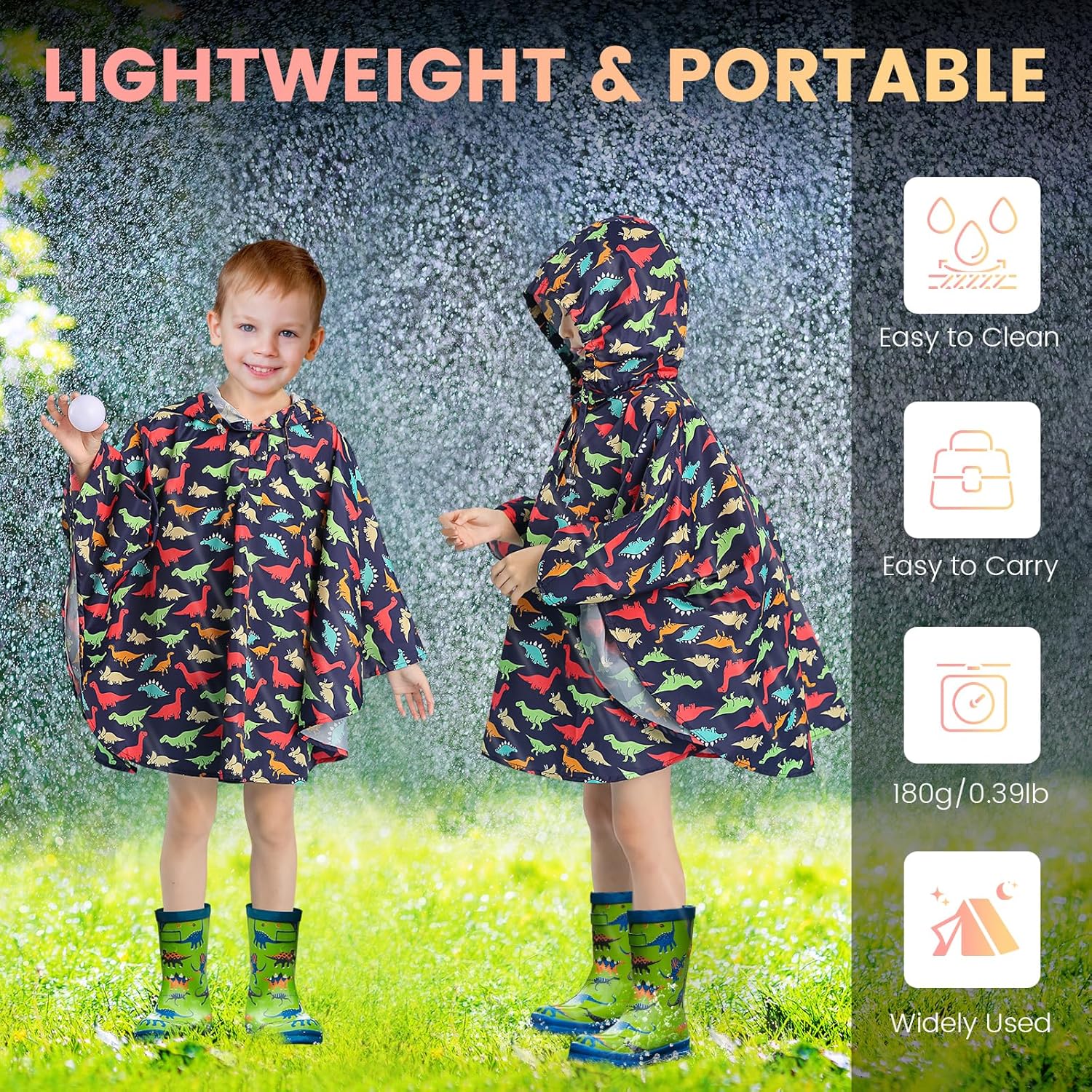 LAMA Kids waterproof rain ponchoReusablelightweight