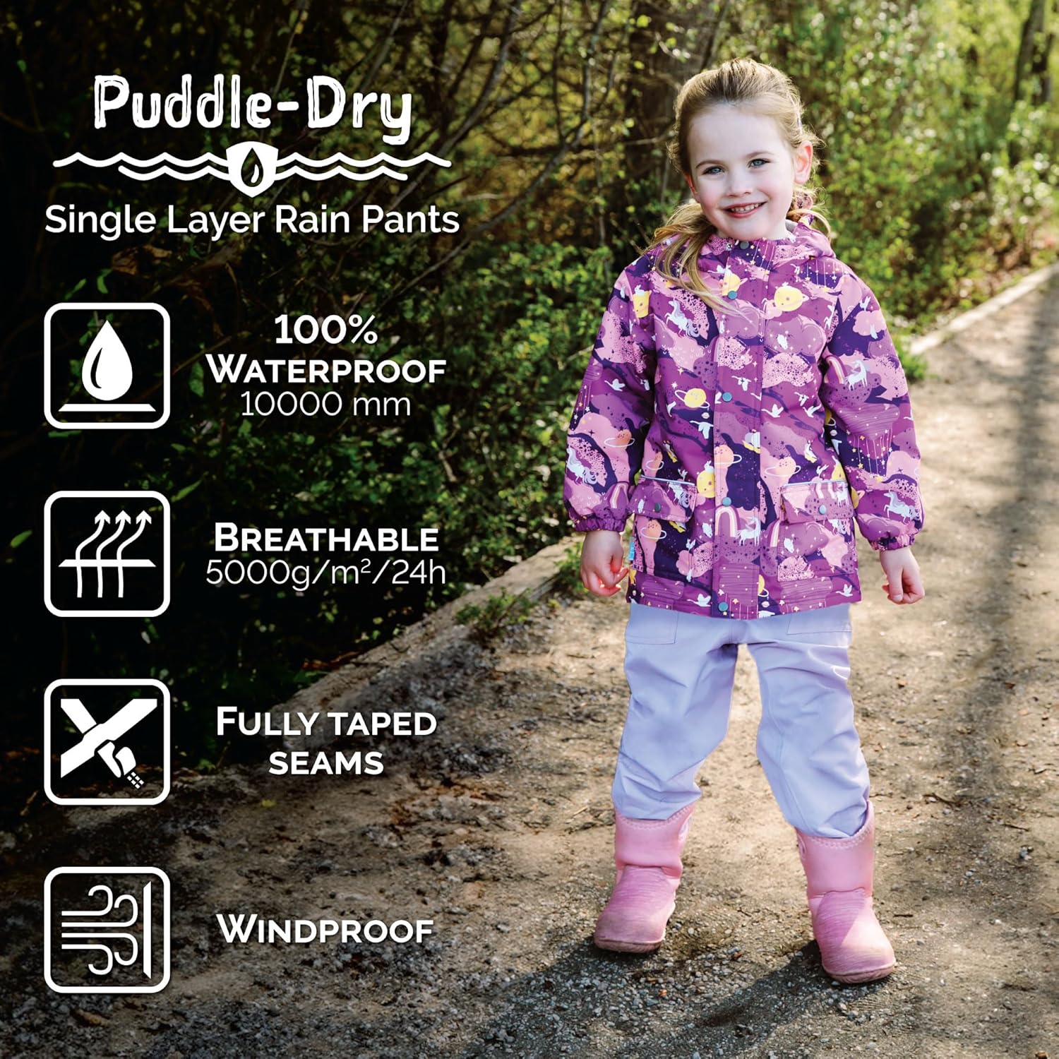 JAN JUL Waterproof Rain Pants for Girls
