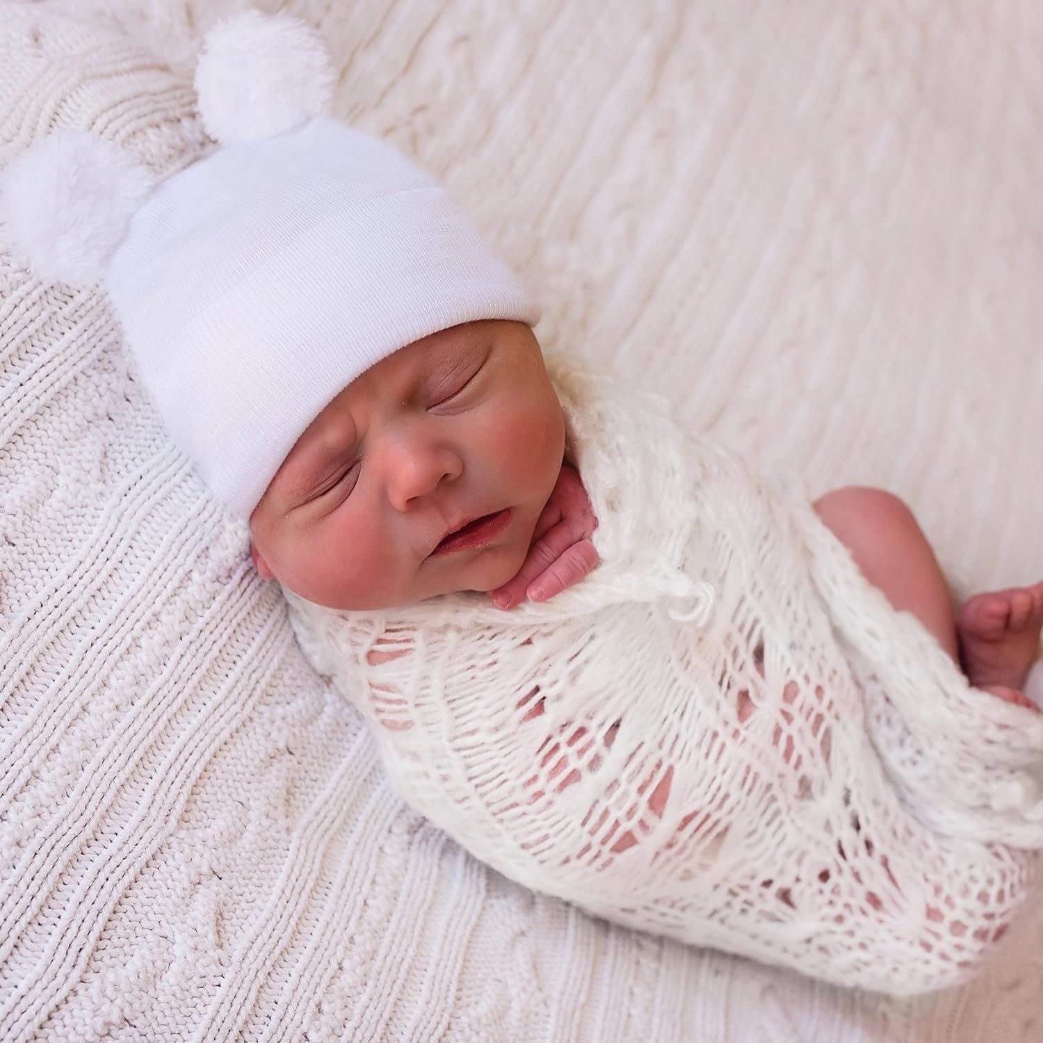 Personalized Newborn Bear Hat with Fuzzy Ears